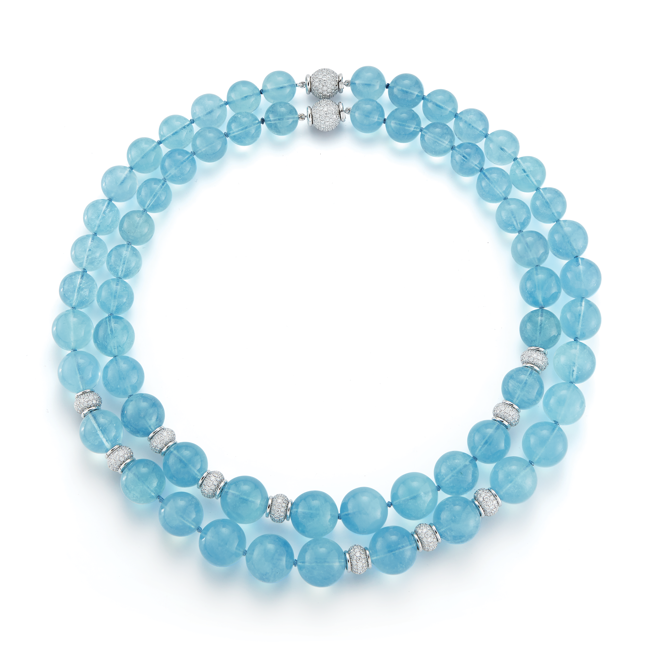 Juno Necklaces in Aquamarine & Pave Diamond