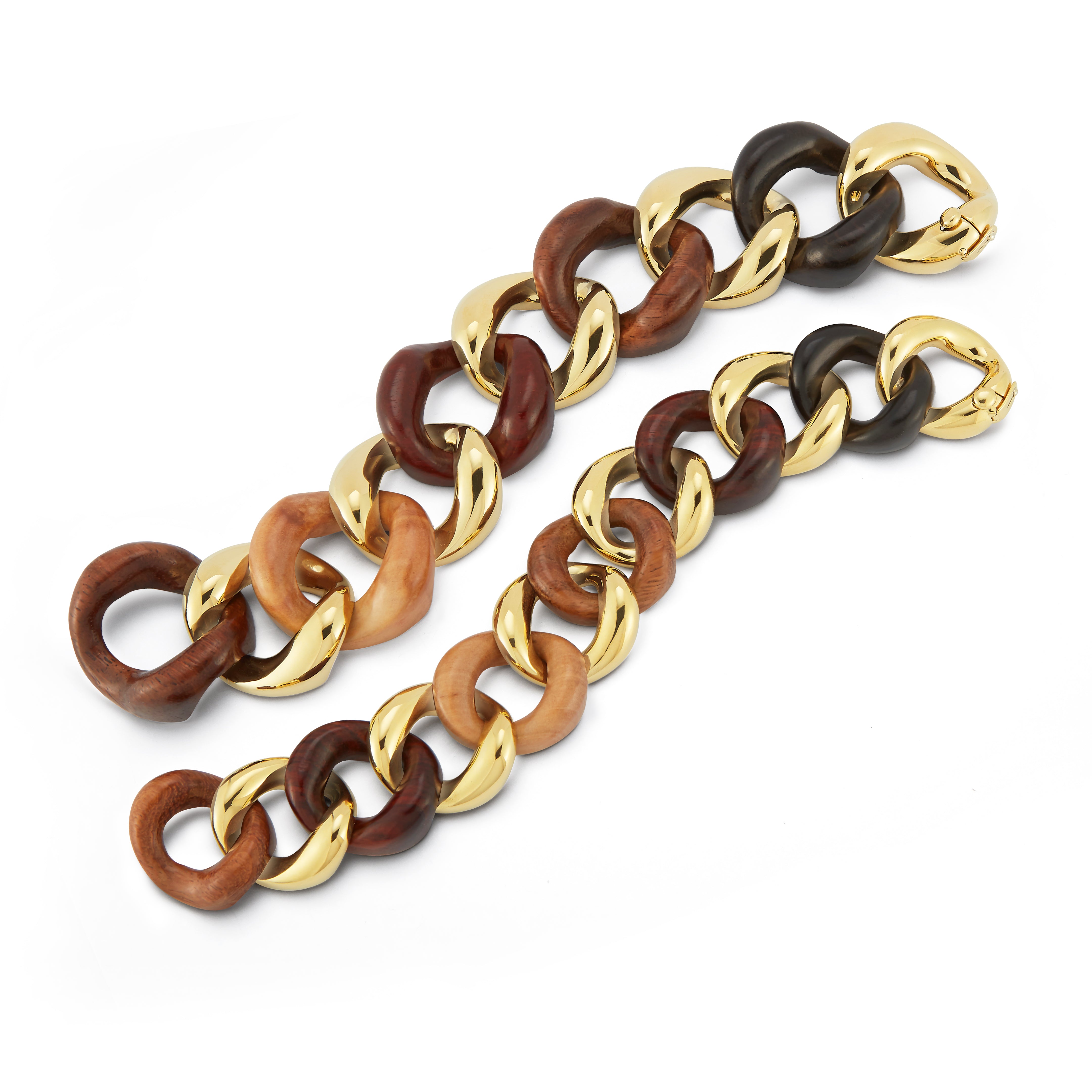 Classic Large Link Bracelet in Multi Wood
