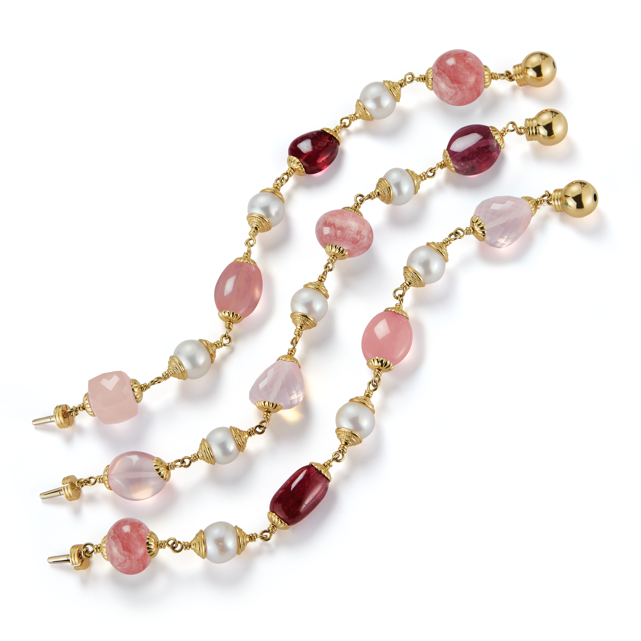 Multi Baroque Bracelets in Pink with Pearls