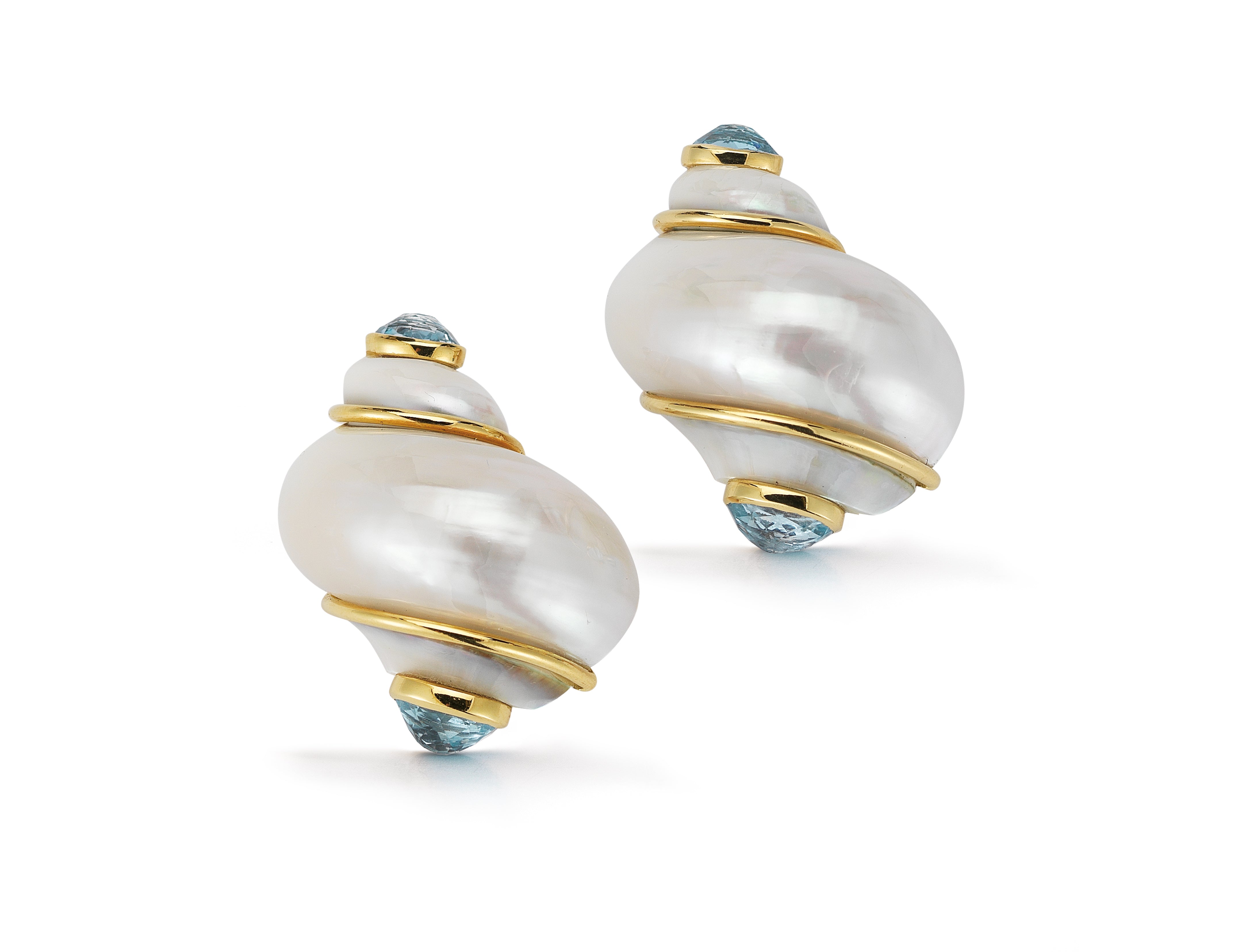 Turbo Shell Earrings in Blue Topaz