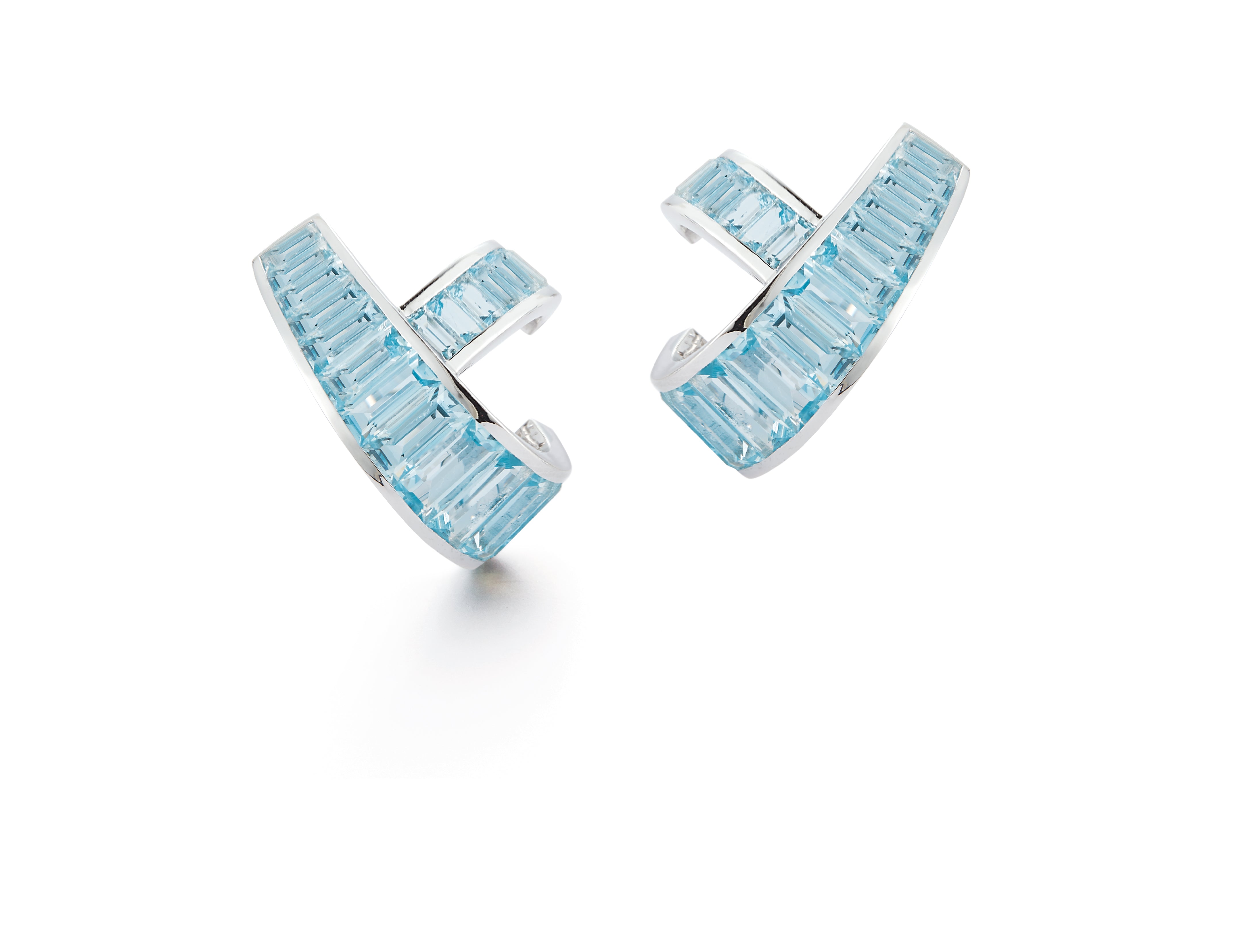 Ribbon Earrings in Blue Topaz