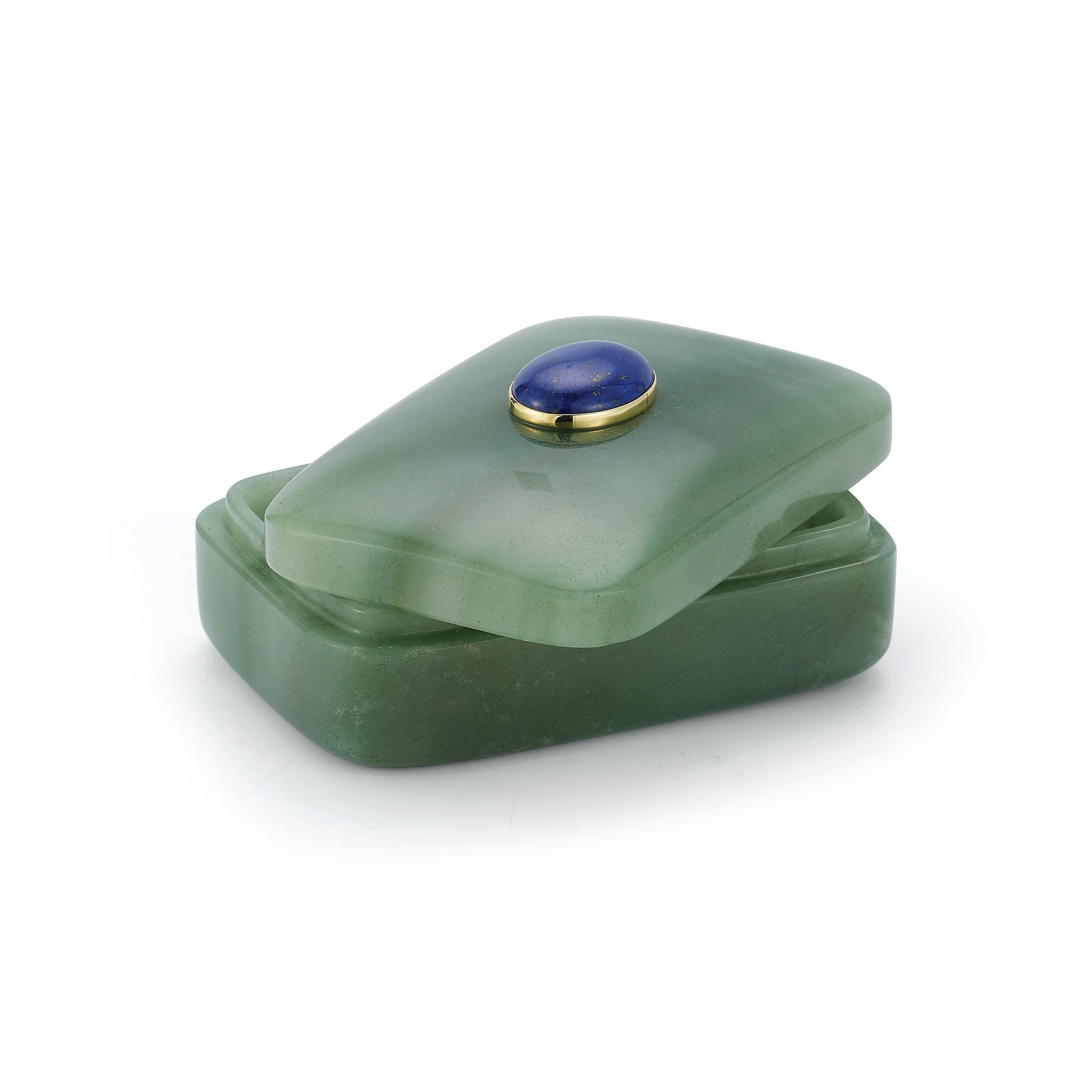 Small Green Aventurine Box with Lapis