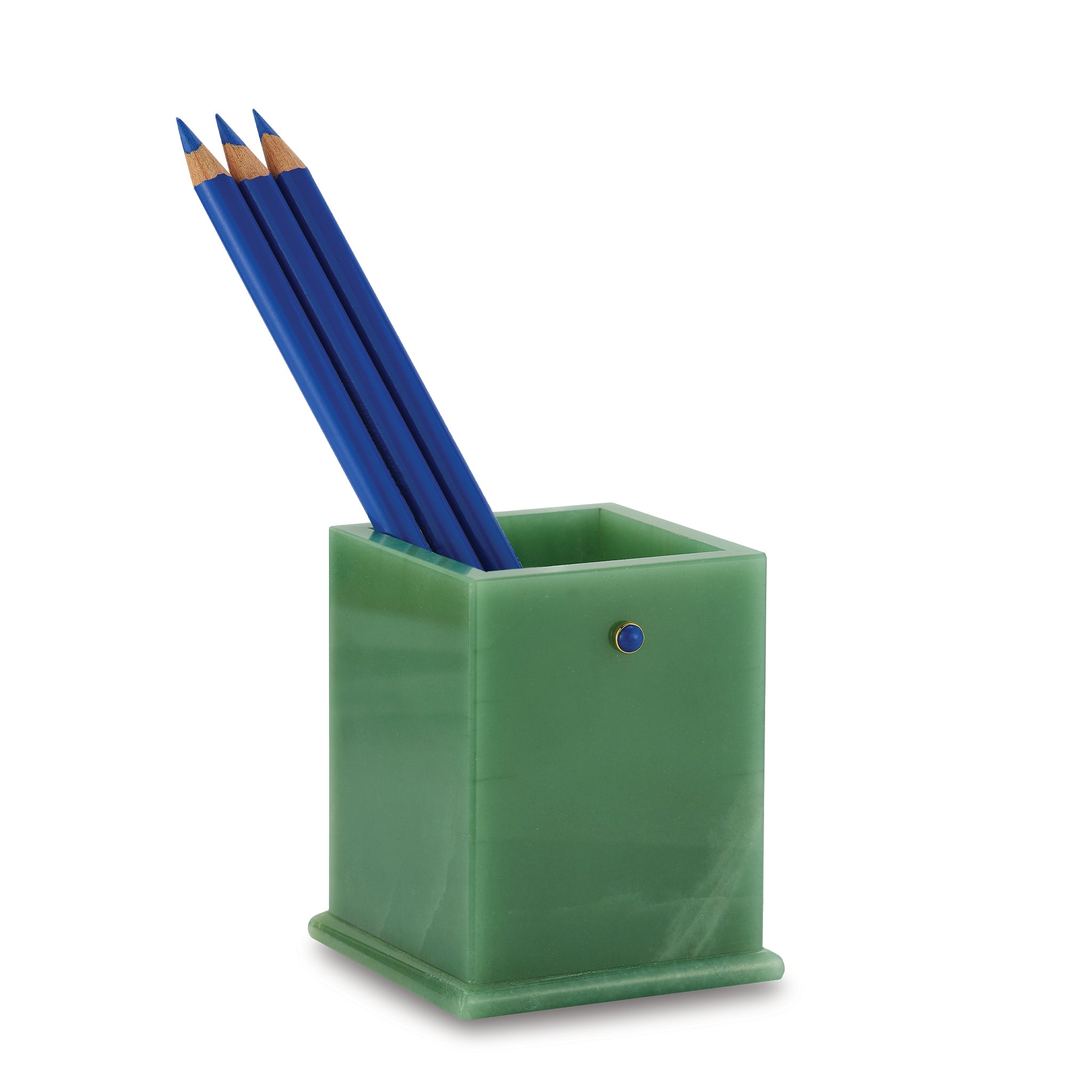 Green Aventurine Pen Cup with Lapis