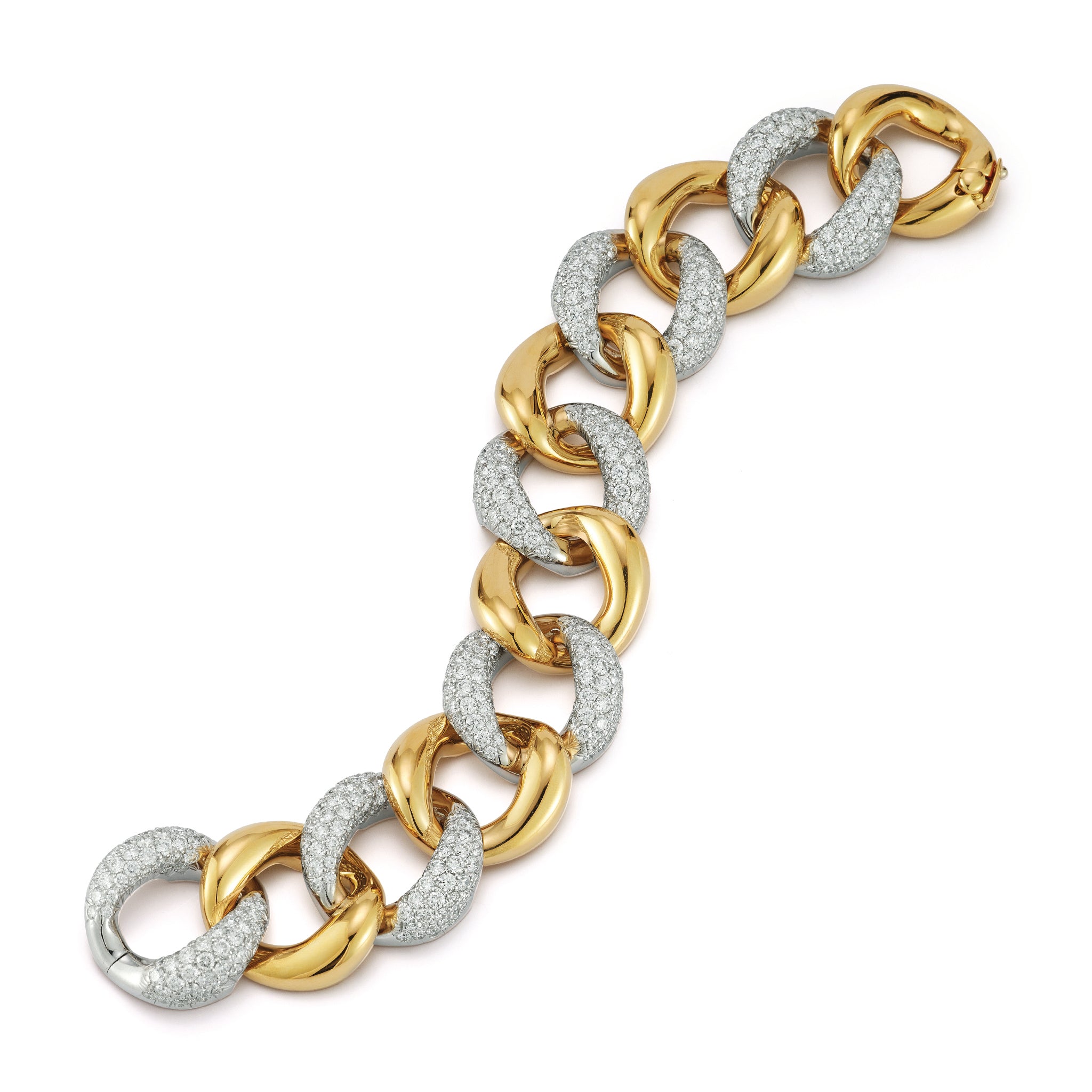 Medium link bracelet with gold and diamond