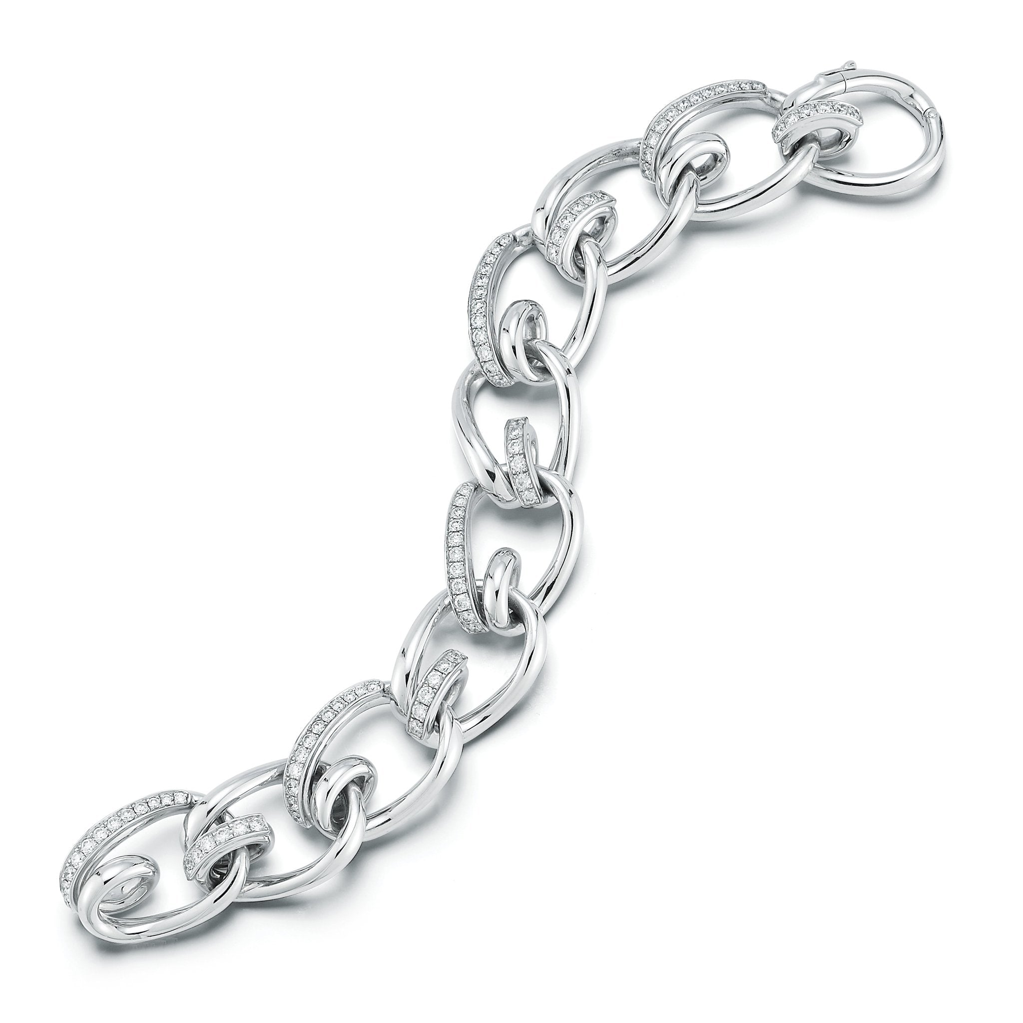 Medium Mousetrap Bracelet with Diamonds white gold