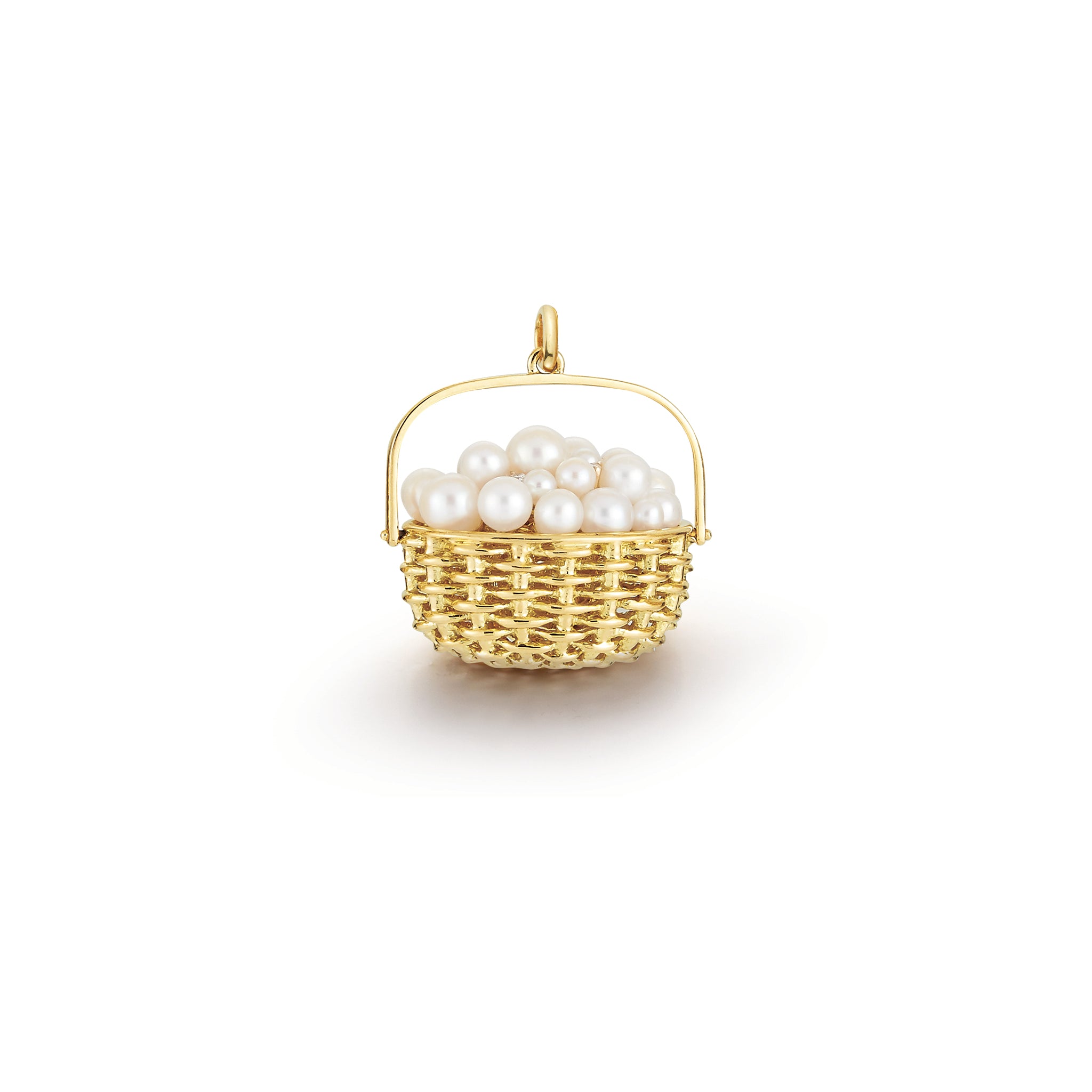 Lightship Basket Charm with Pearl Cluster