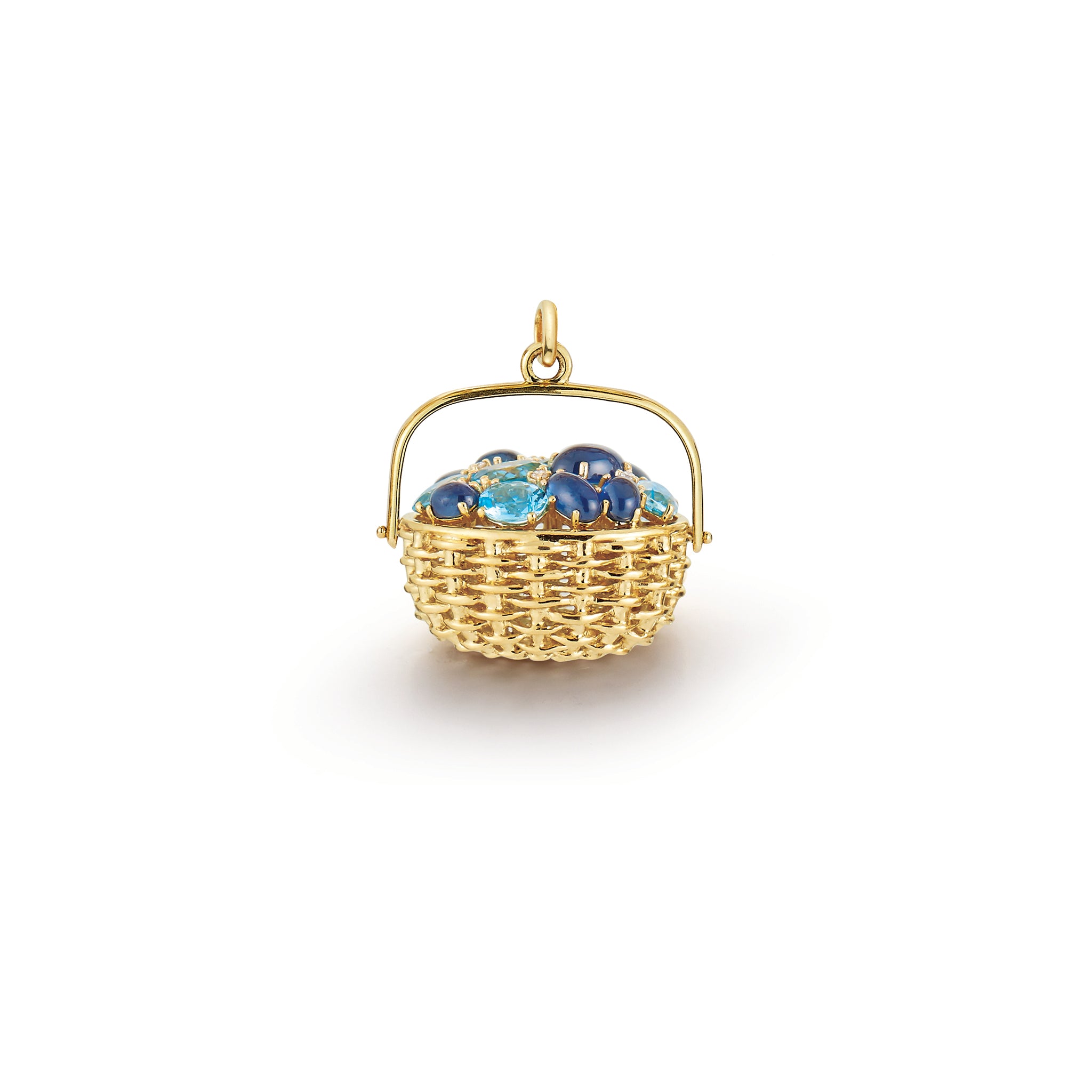 Lightship Basket Charm with Sapphire Cluster