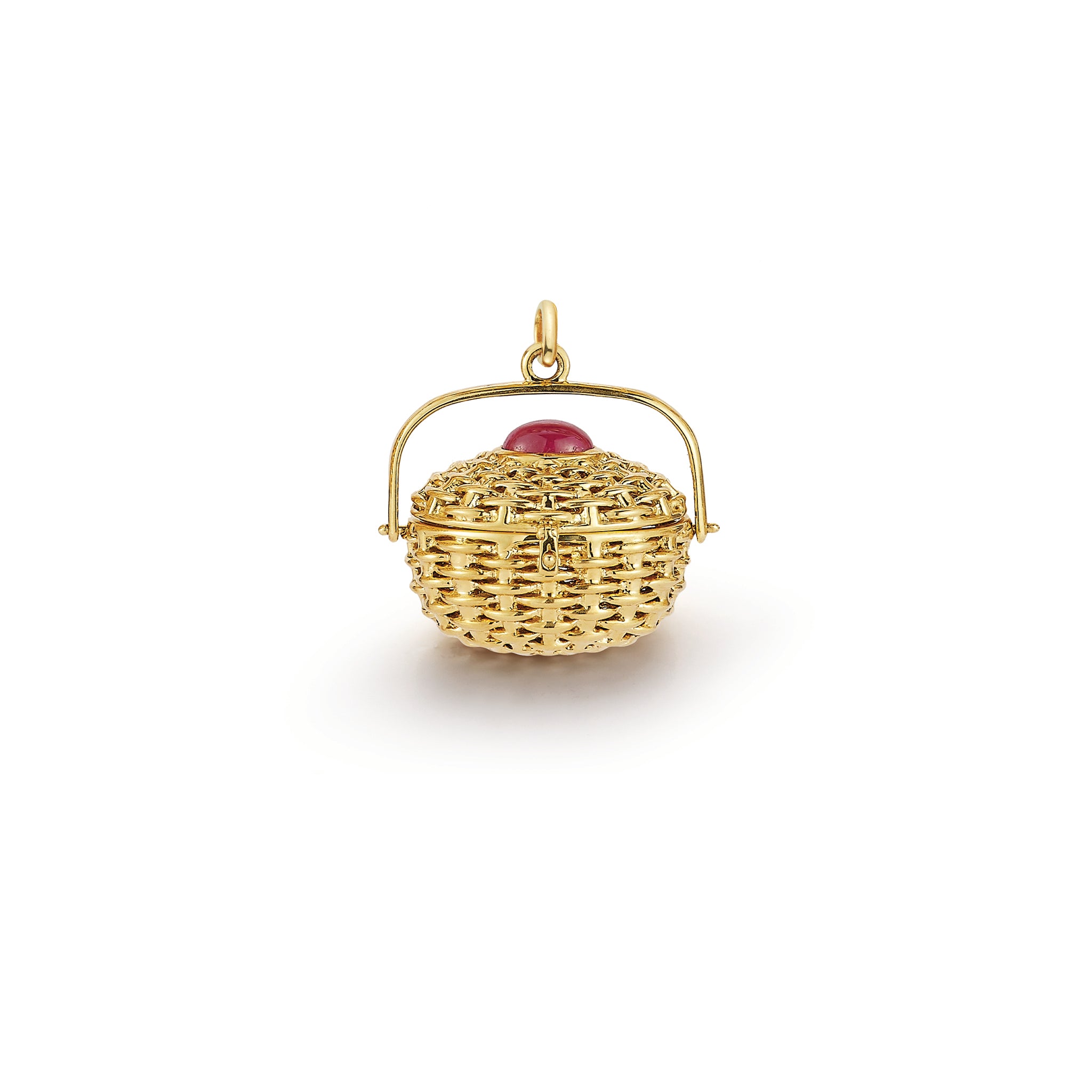 Lightship Basket Charm with Ruby