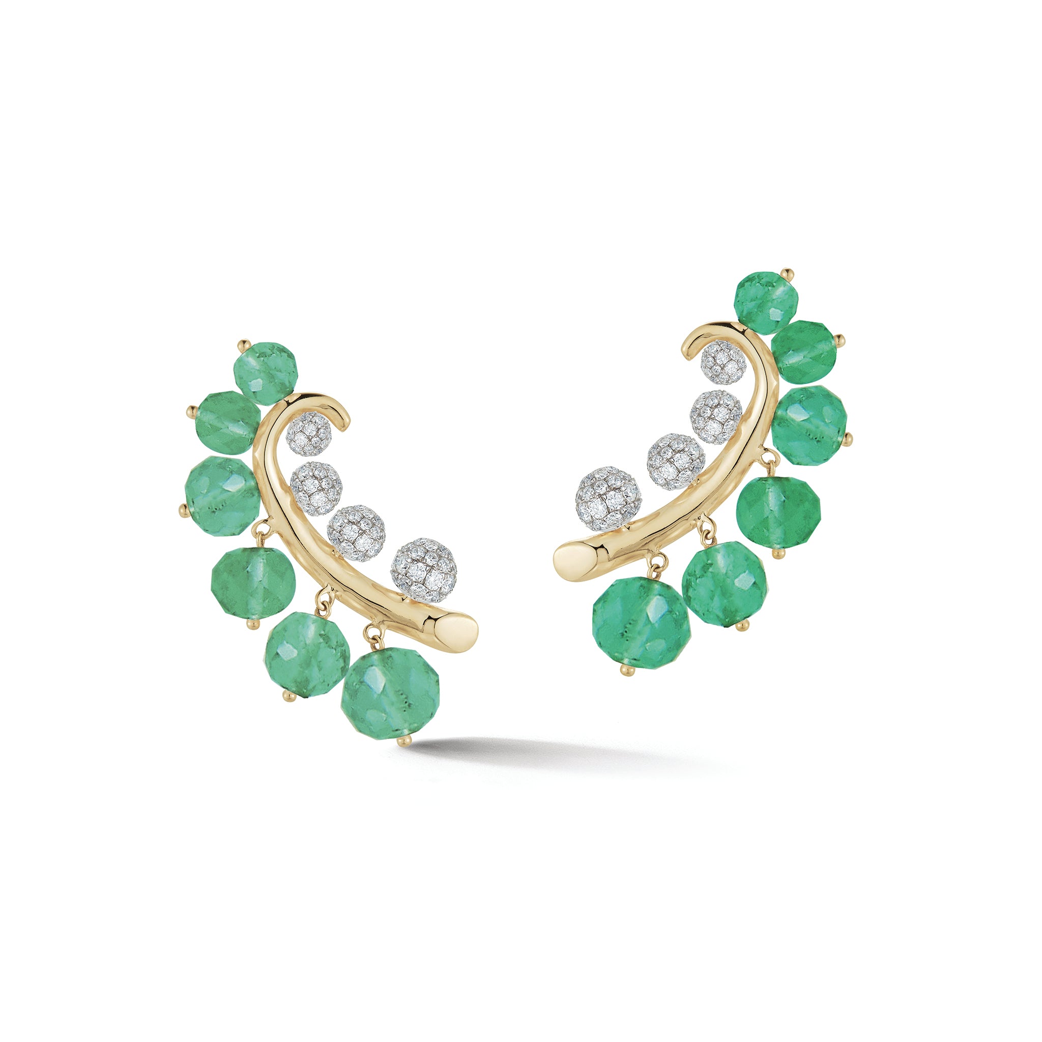 Lily of the Valley Earrings in Emerald & Diamond