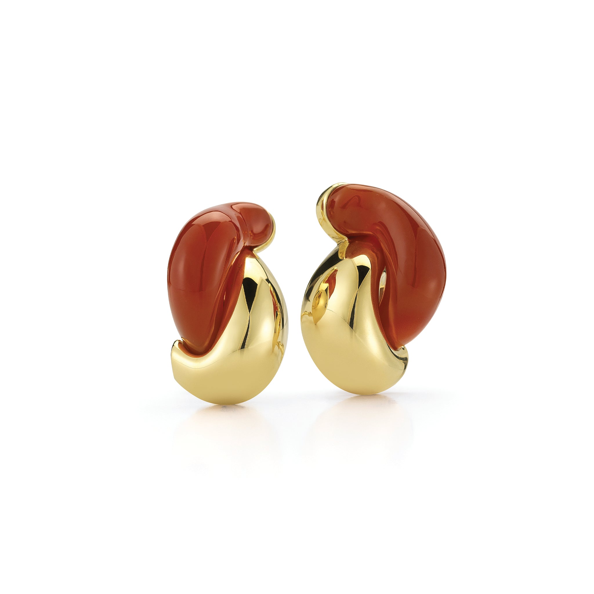 Half Link Earrings in Carnelian