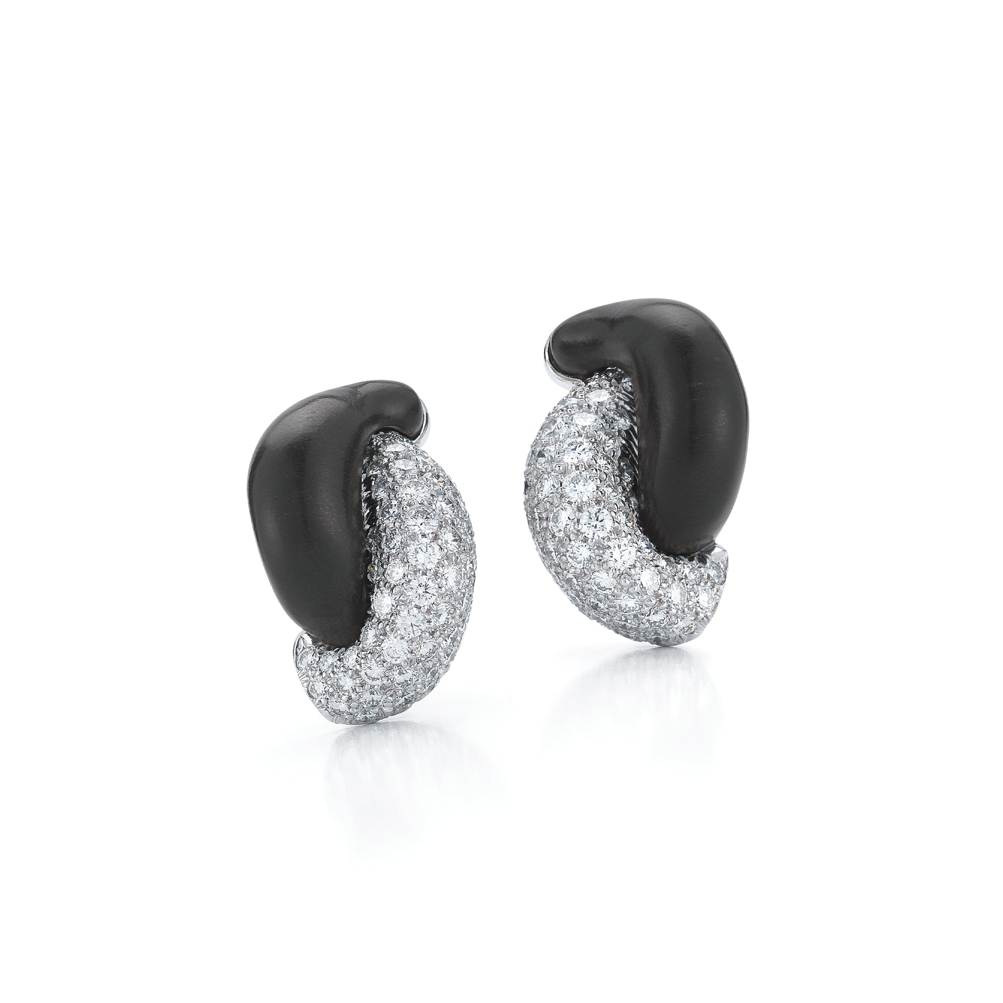 Half Link Earrings in Ebony & Diamond