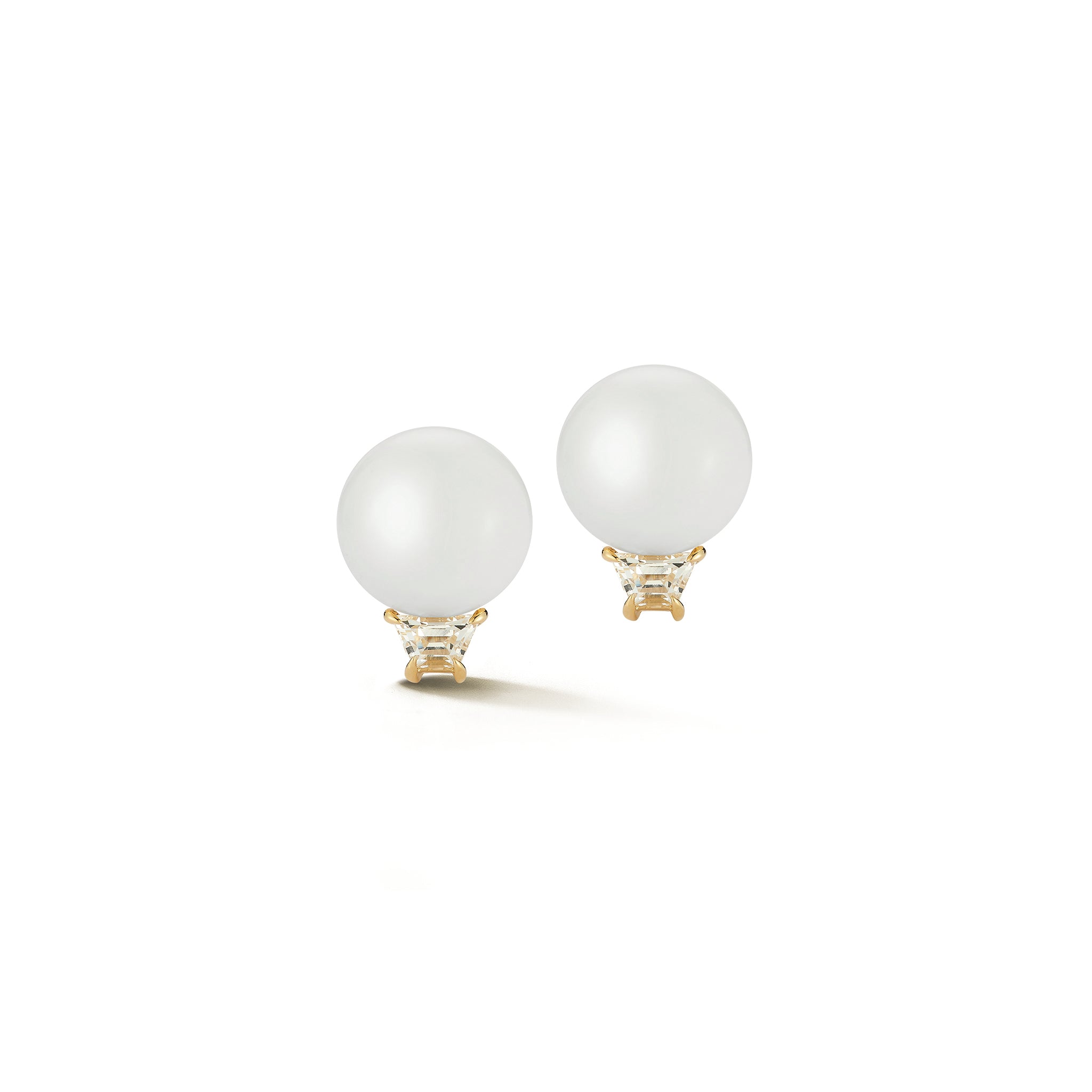 Button Earrings in White Ceramic