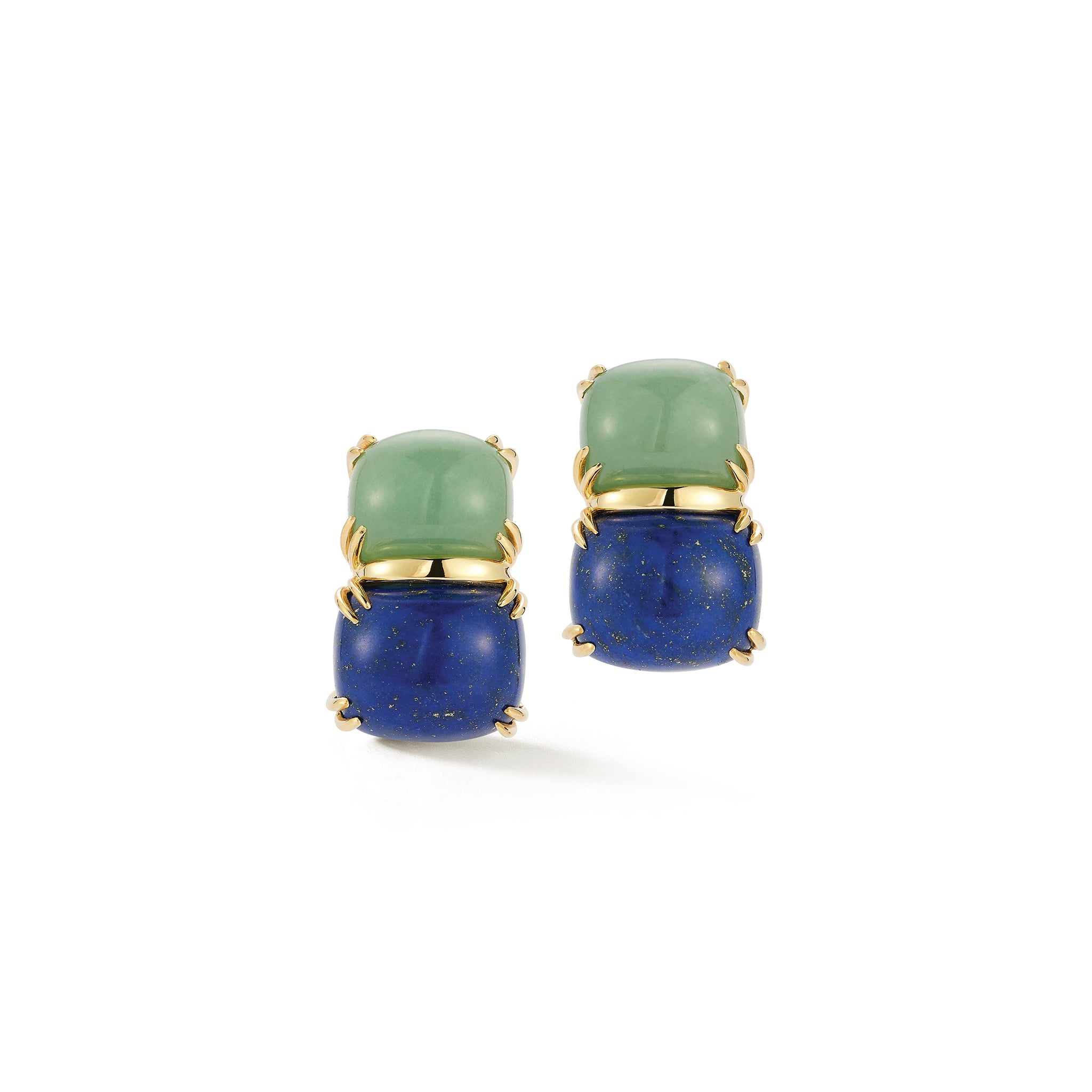Double Cab Earrings in Green Aventurine & Lapis