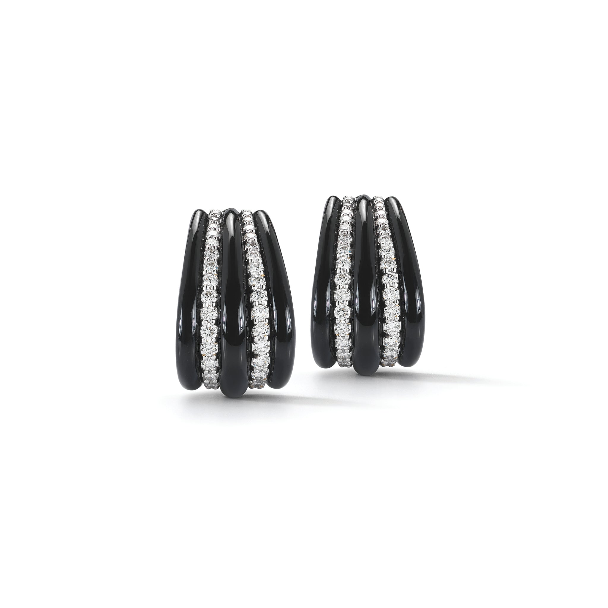 Buckle Earrings in Black Onyx and Diamond