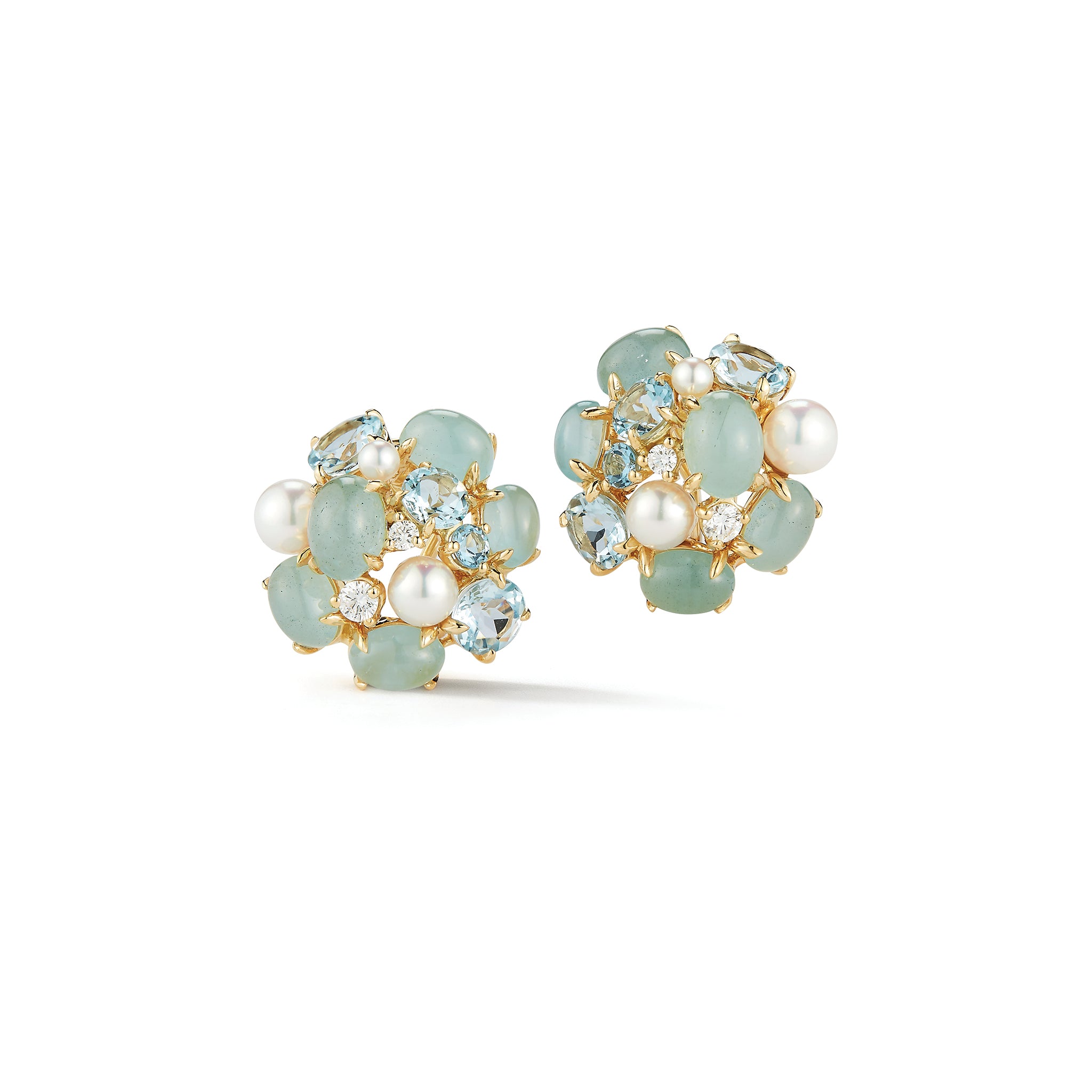 Bubble Earrings in Aquamarine pearl and diamond