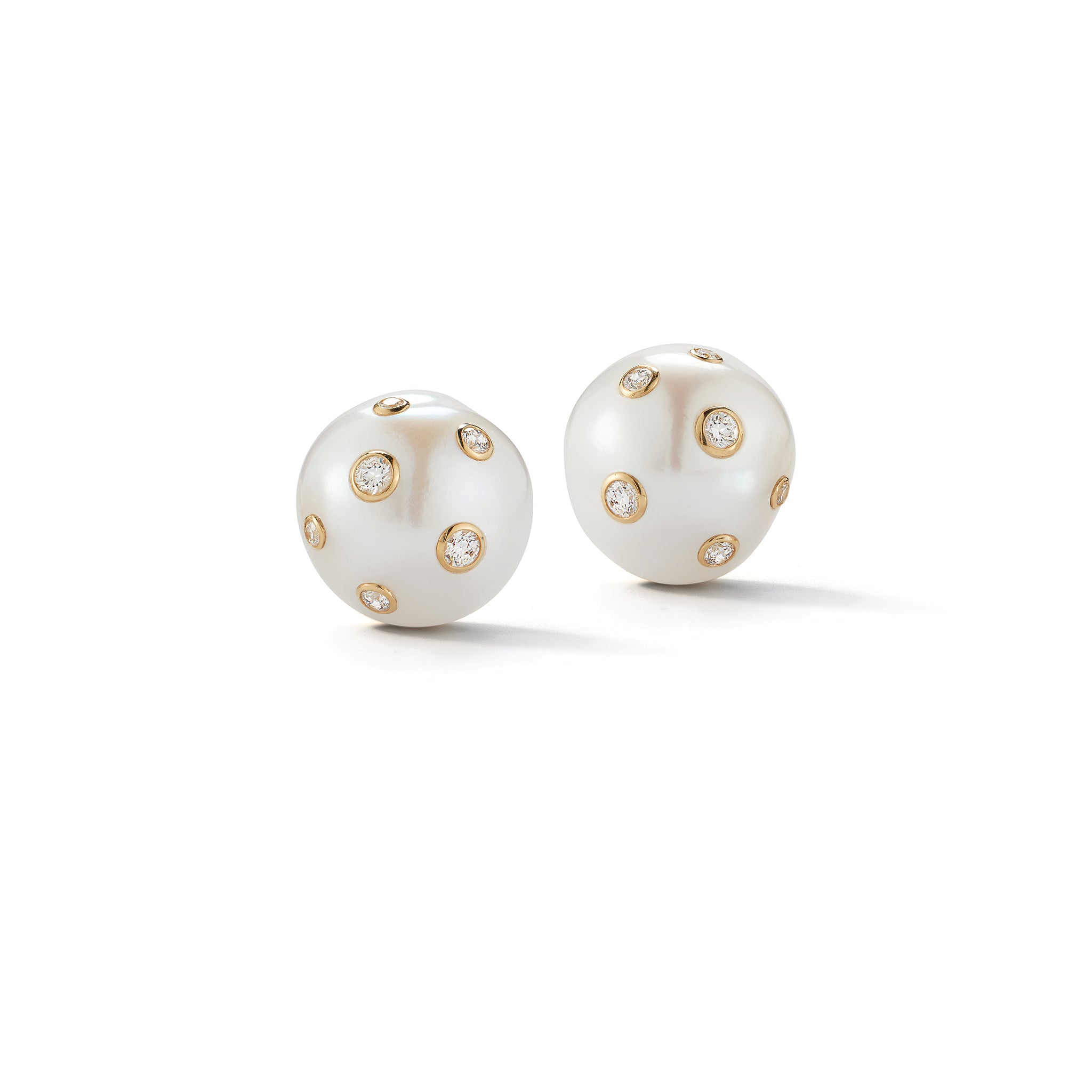 Pearl Earrings with Diamond Yellow Gold