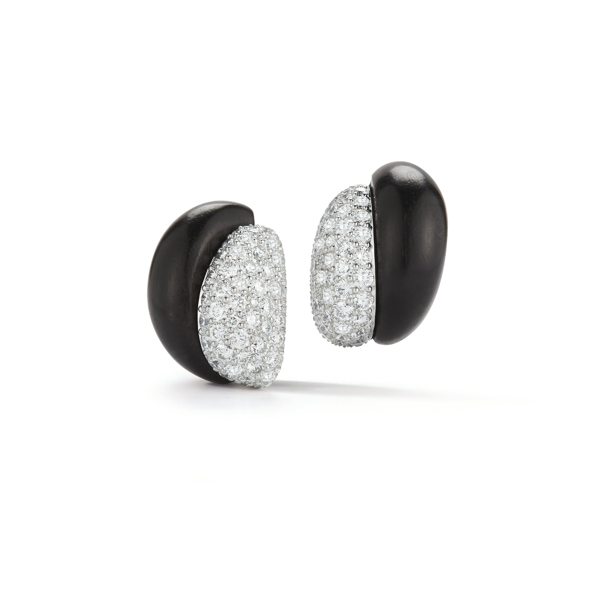 Silhouette Earrings in Ebony Wood & Pave Diamond