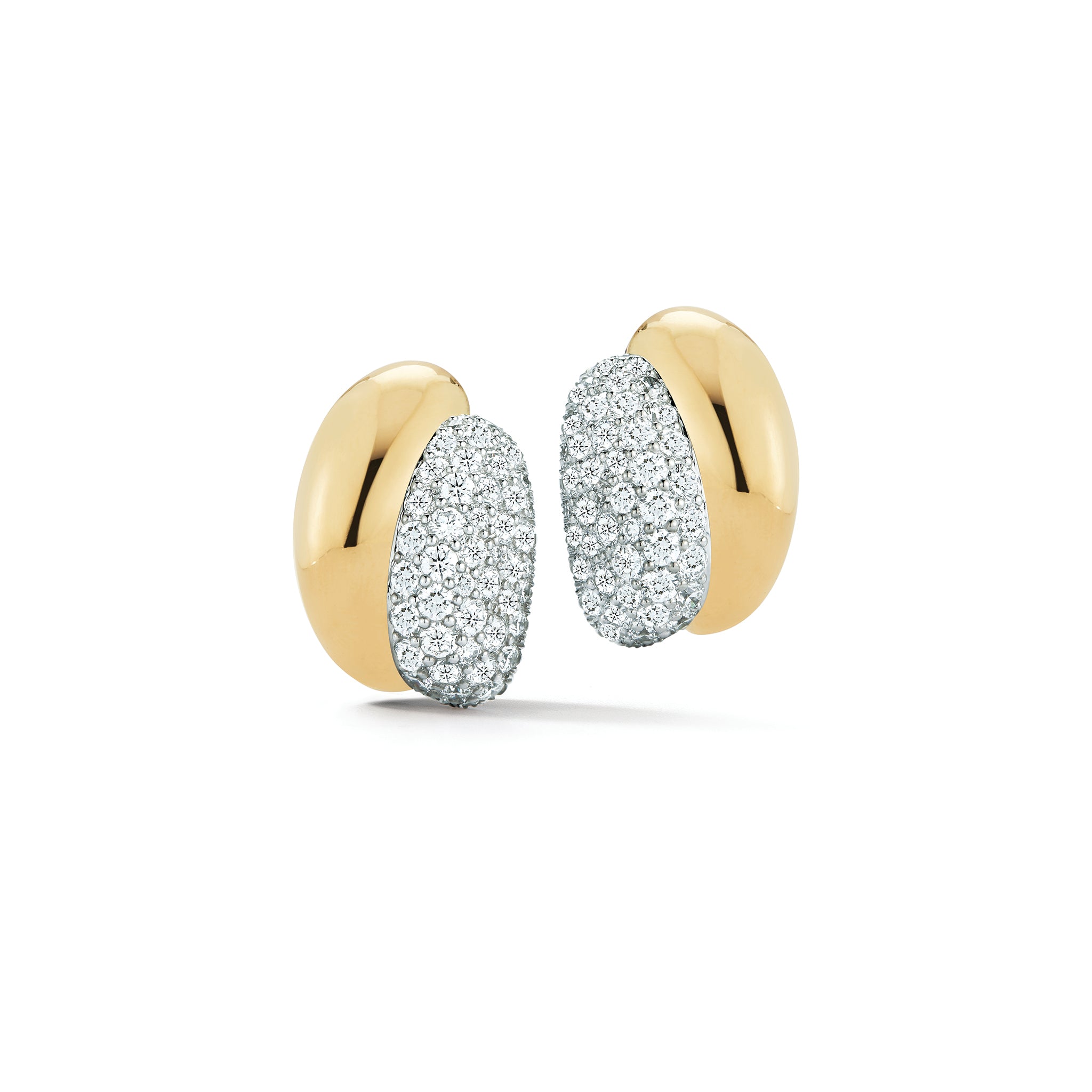 Silhouette Earrings in Yellow Gold & Pave Diamond