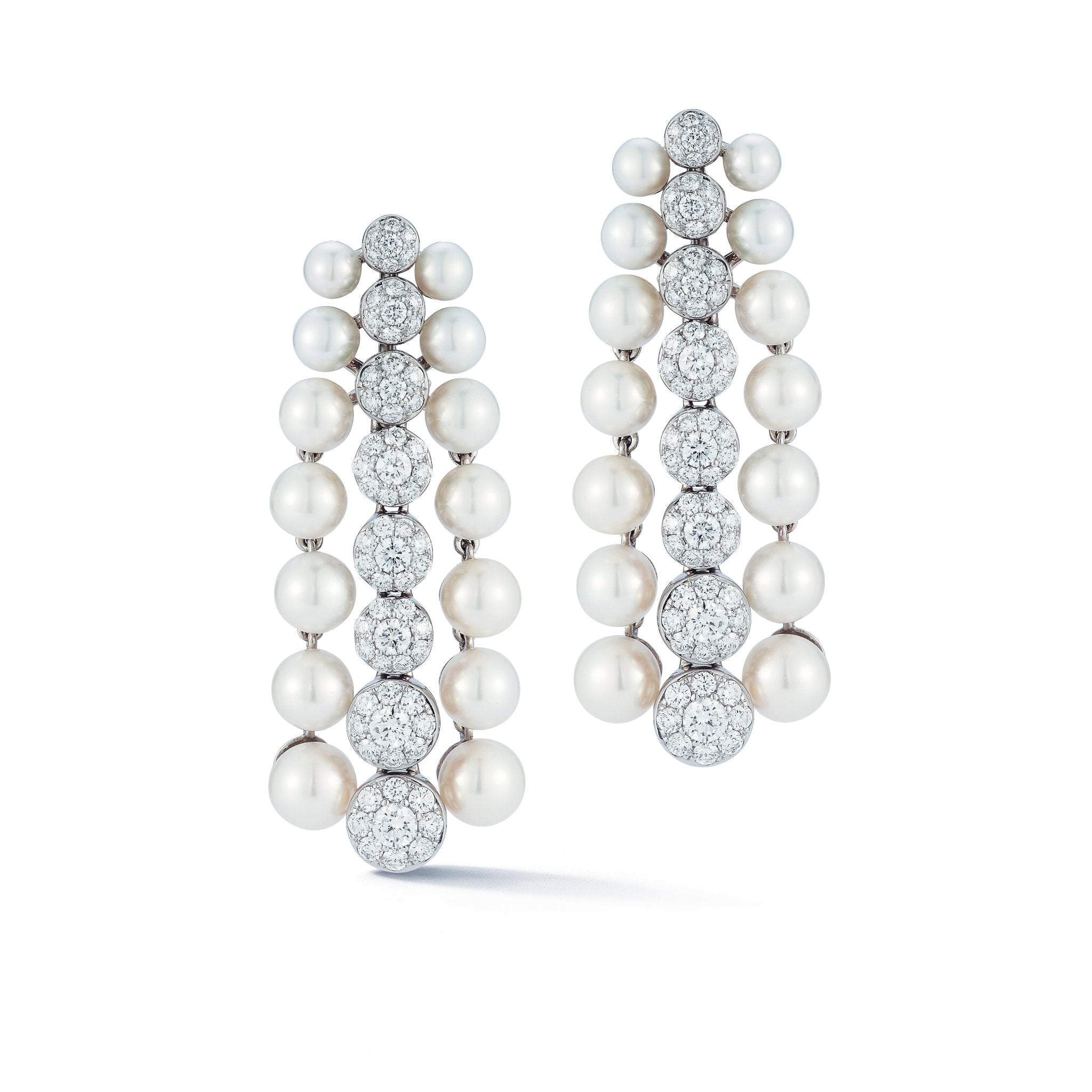 Cascade Earrings in Pearl and Diamond