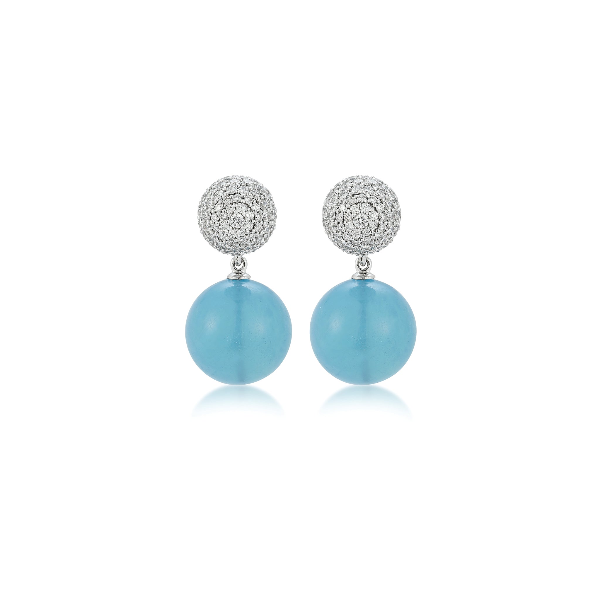 Boule earring with Diamond and Aquamarine