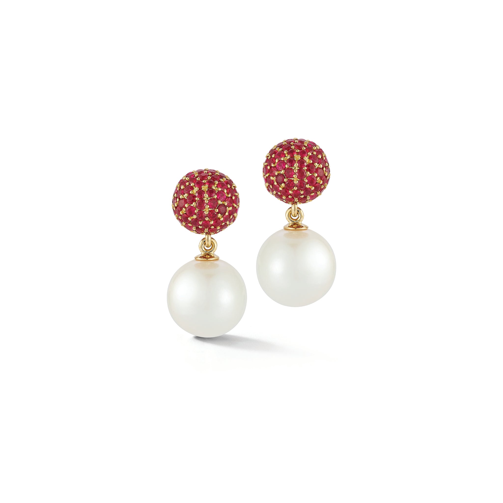 Boule Earrings in Ruby & Pearl