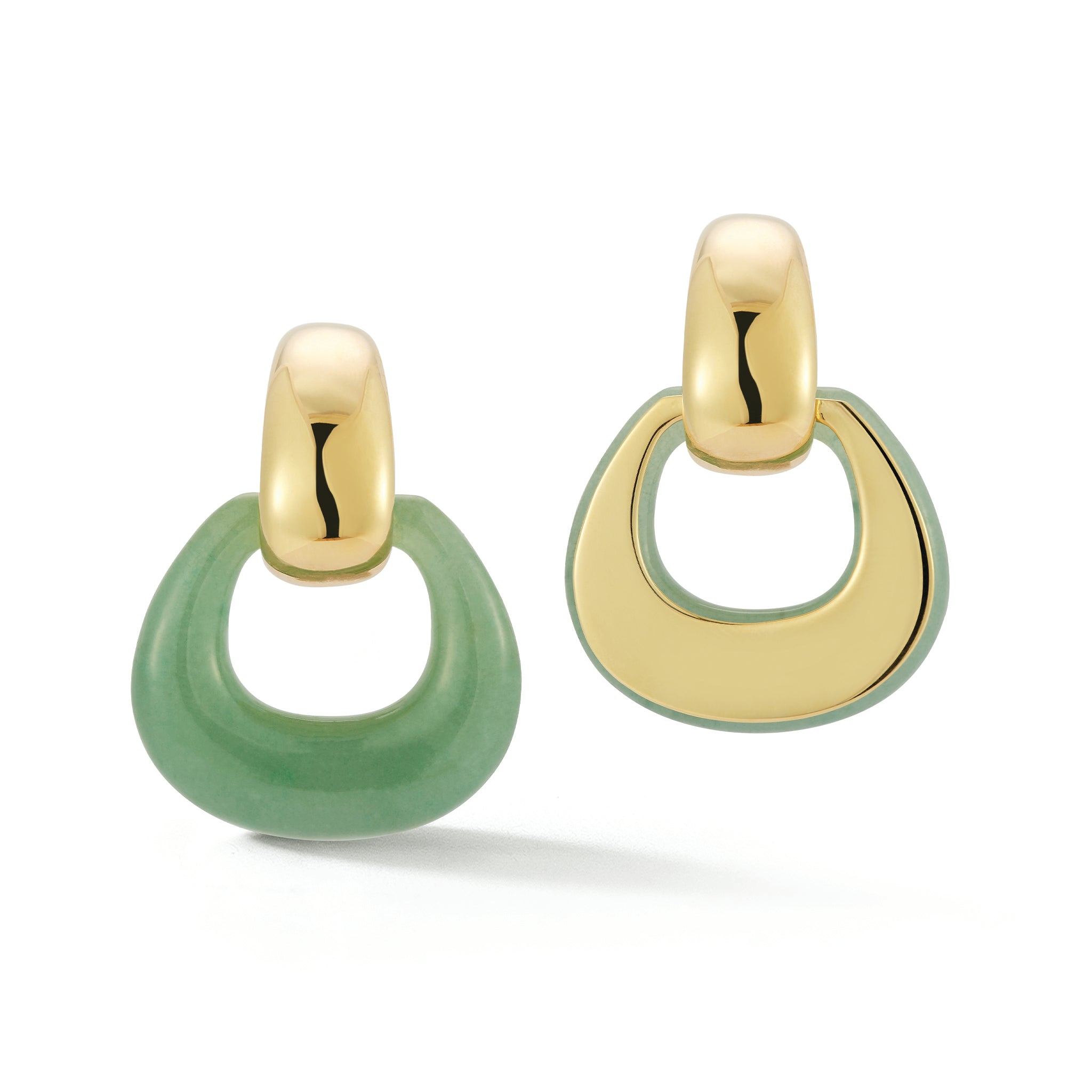 Madison Earrings with Yellow Gold Hoop & Green Aventurine Buckle