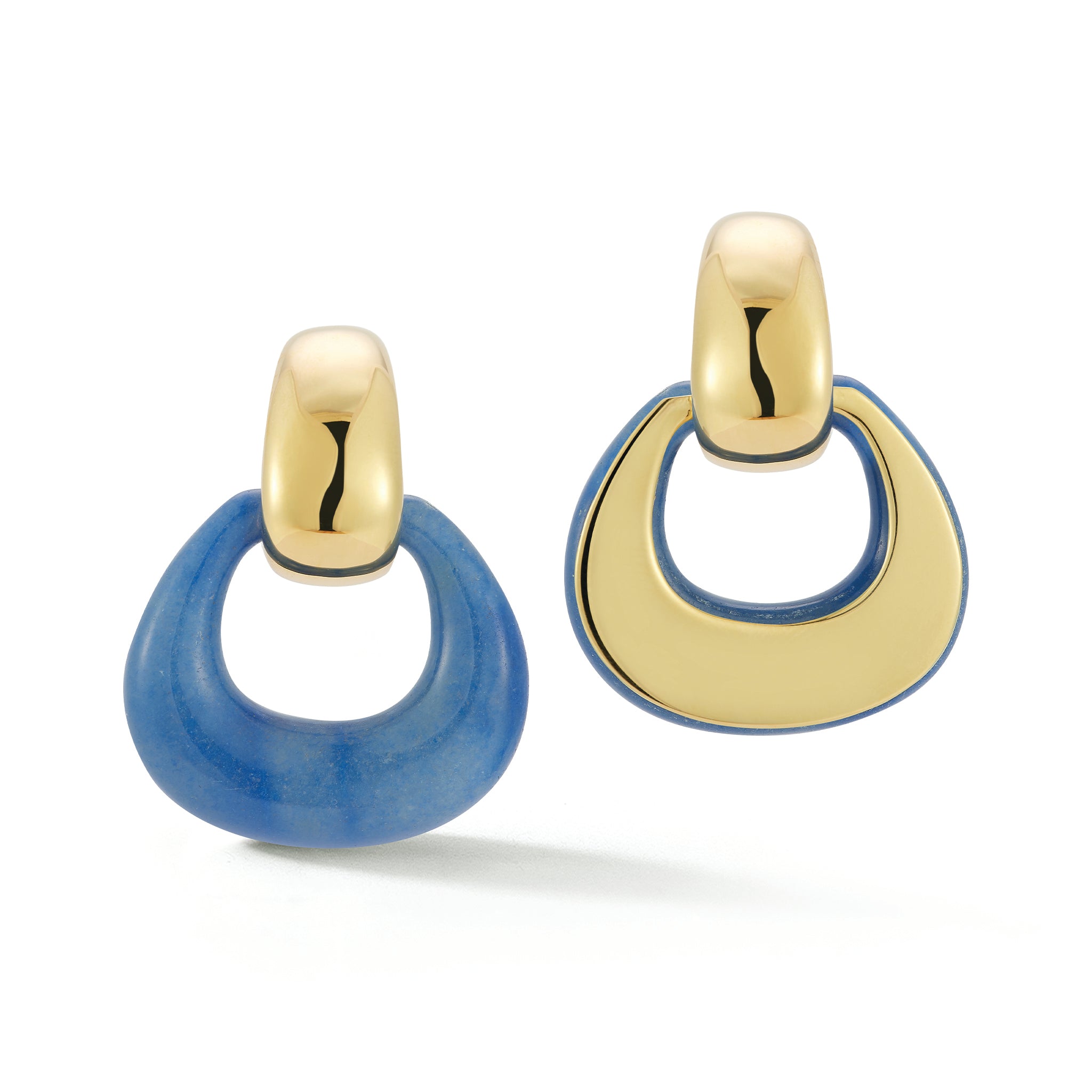 Madison Earrings with Yellow Gold Hoop & Blue Aventurine Buckle