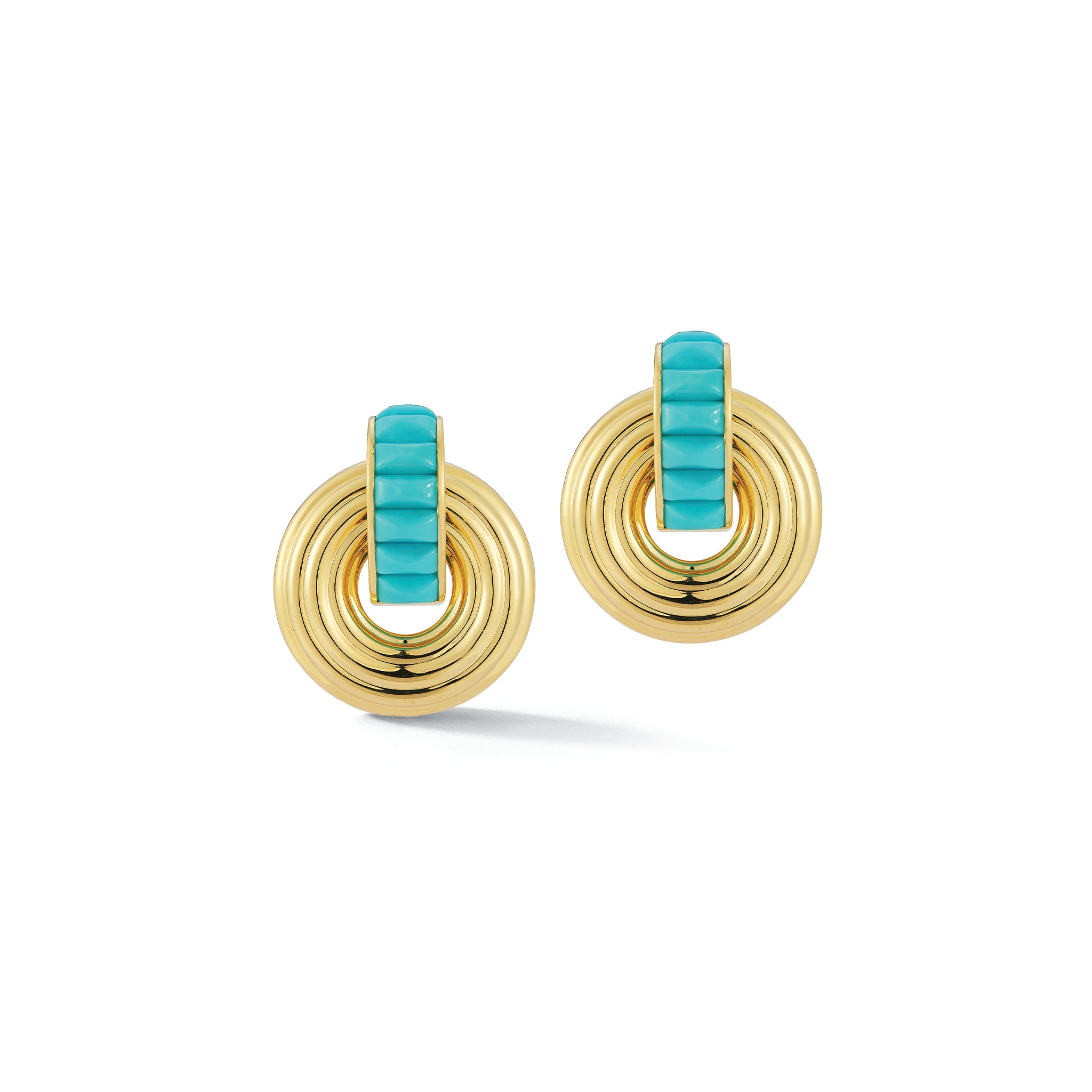 Giro Earrings in Turquoise, White Ceramic