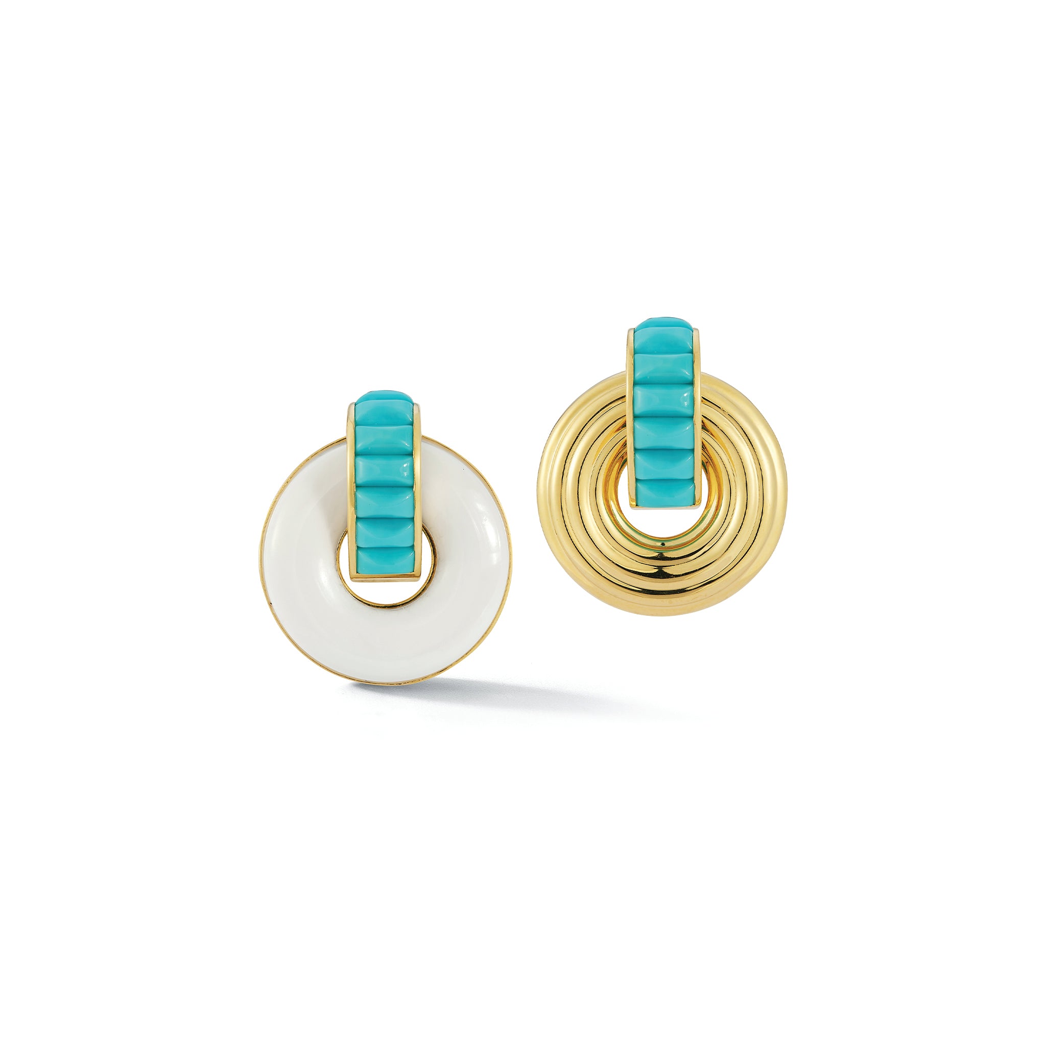 Giro Earrings in Turquoise, White Ceramic