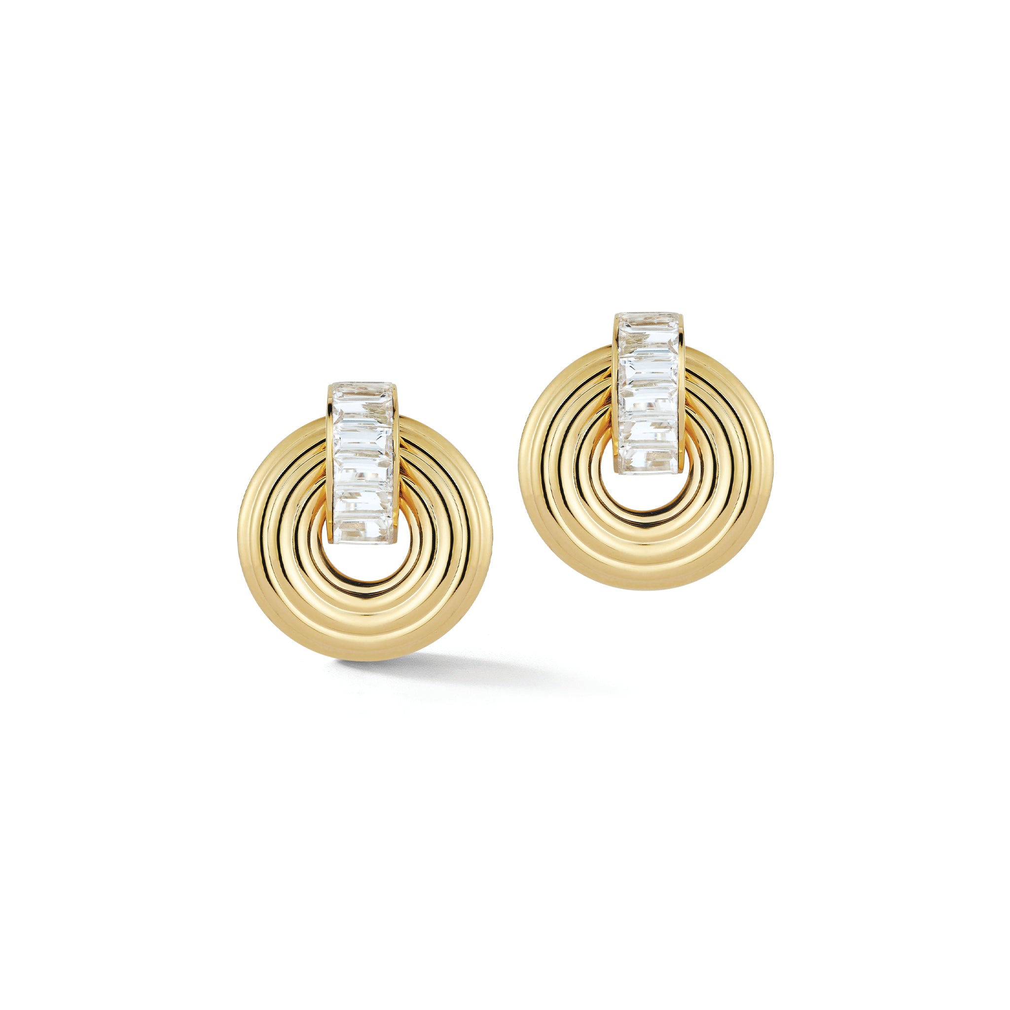 Giro Earrings in White Topaz, White Ceramic