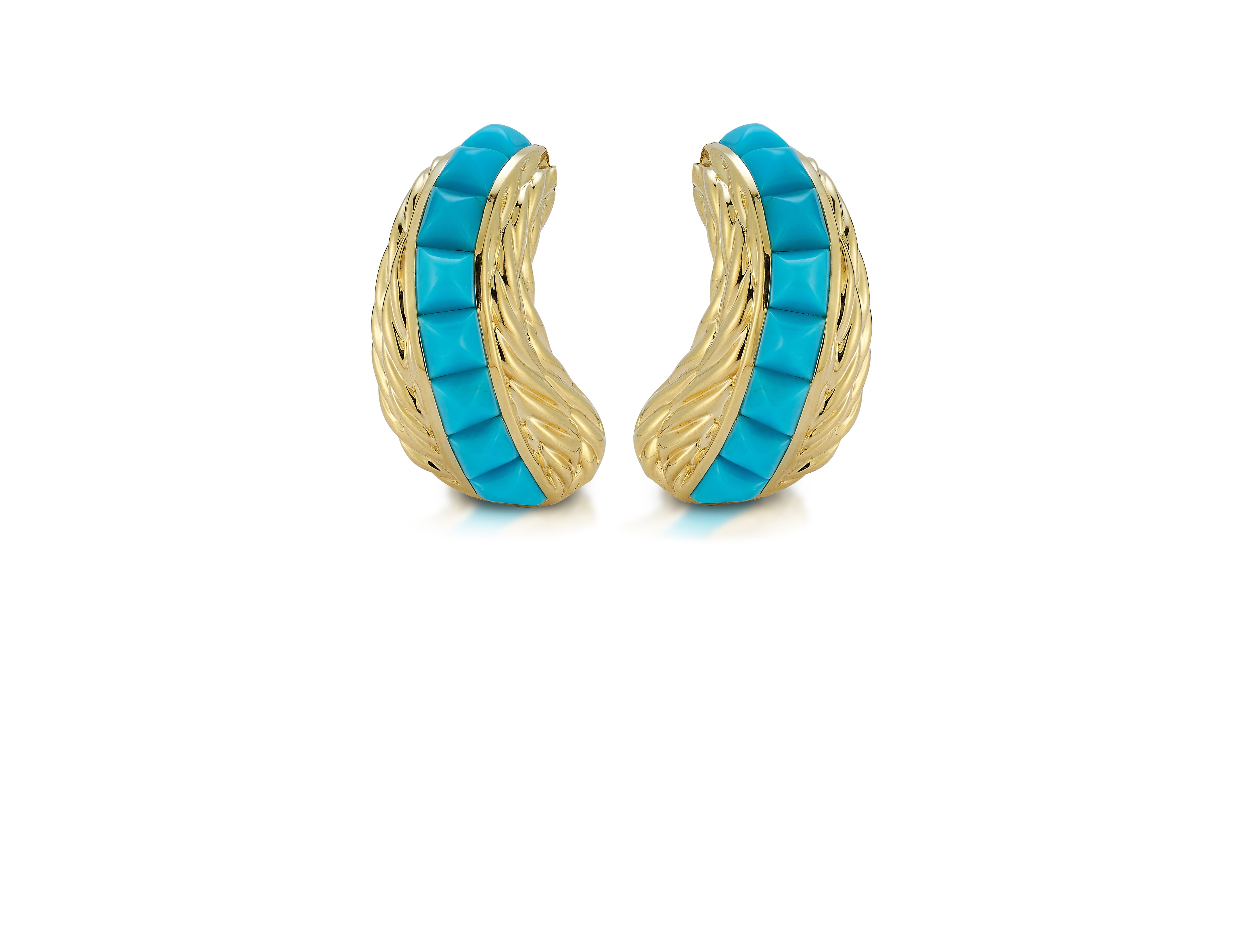 Rope Earrings with Turquoise and Gold Rope
