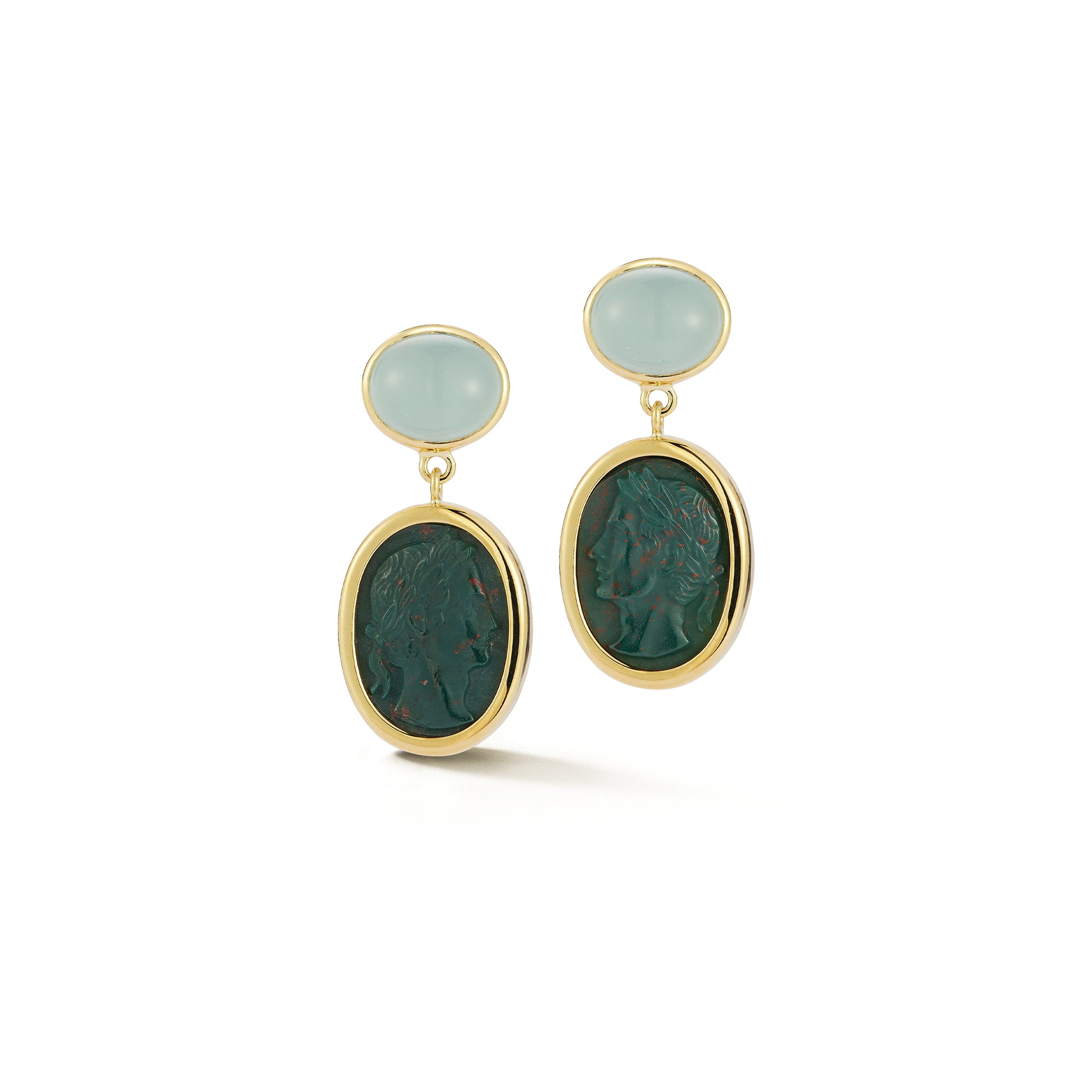 Oval Drop Intaglio Earrings