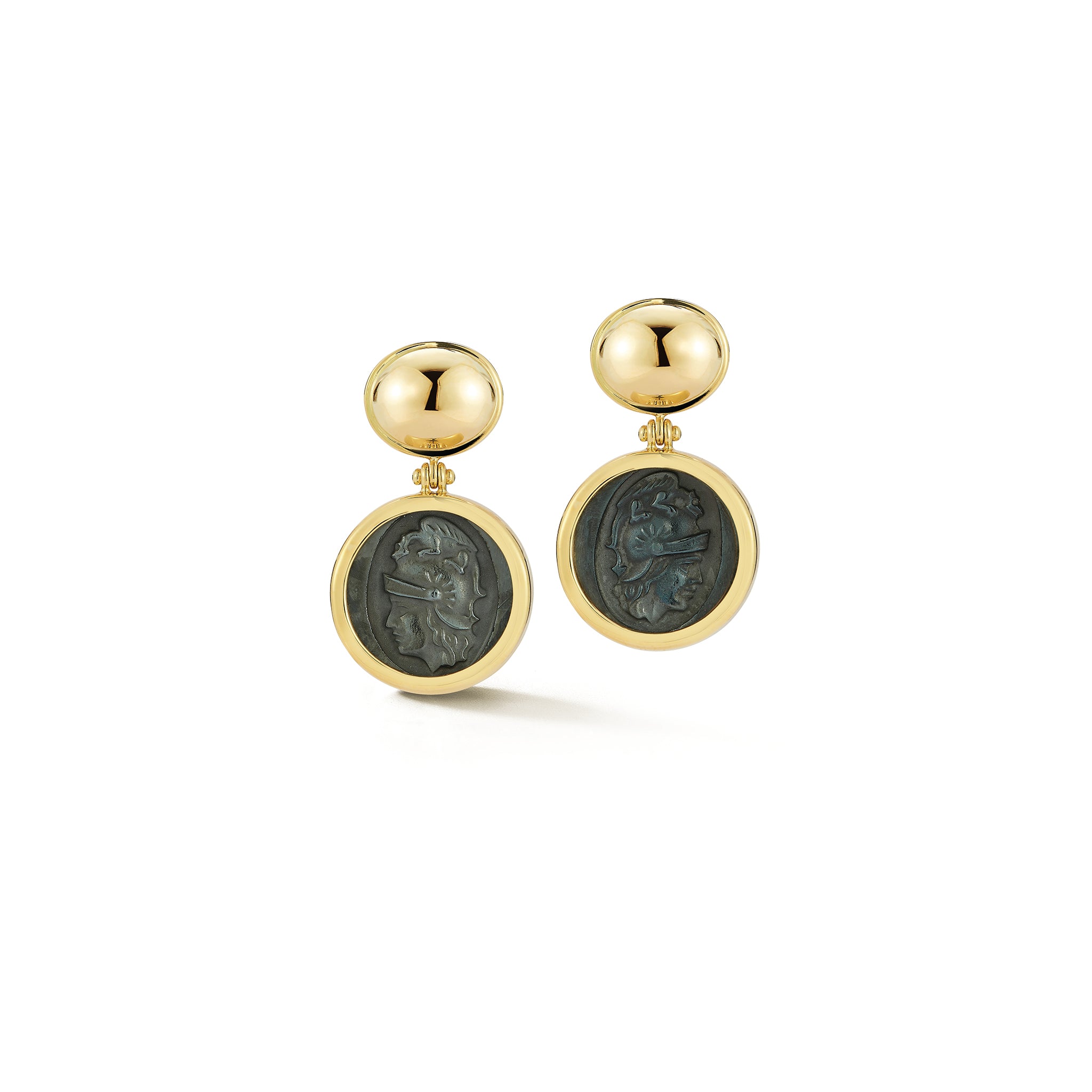 Round Drop Intaglio Earrings