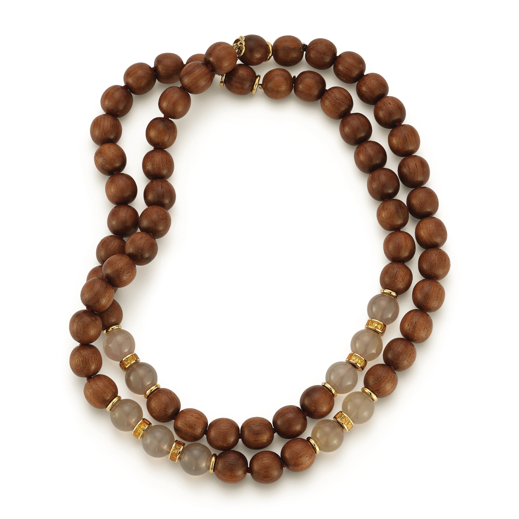 Wood Necklaces with Agate & Sapphire