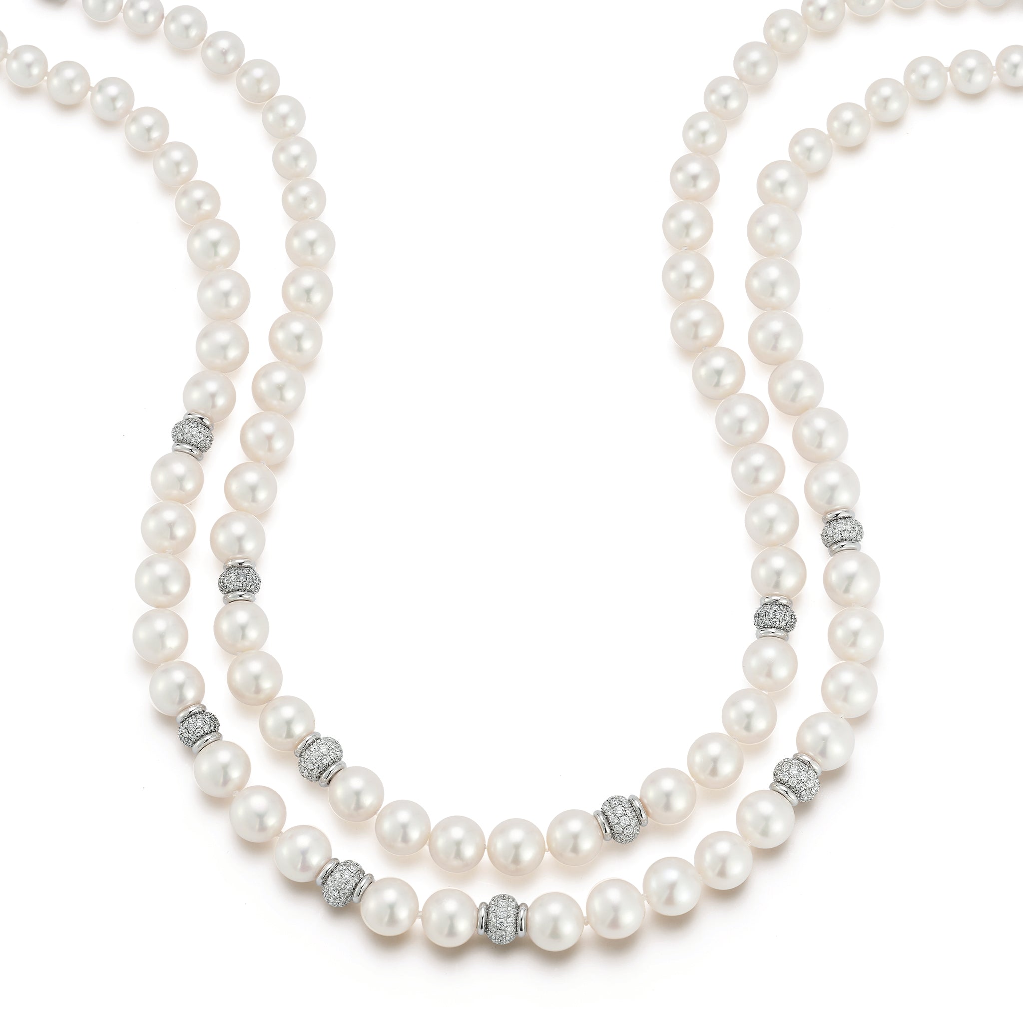 Small Juno Pearl Necklaces with Pave Diamond