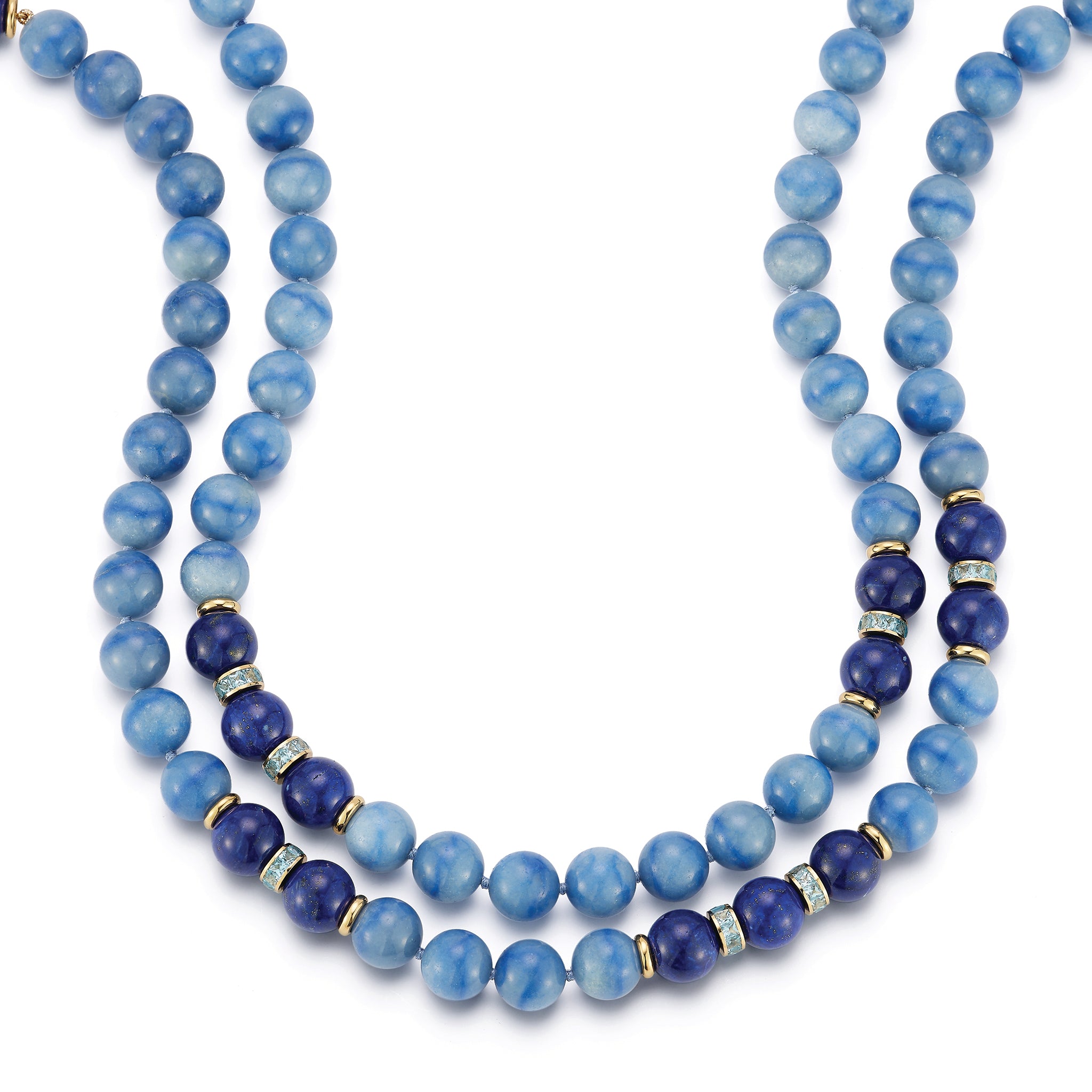 Small Juno Necklaces in Blue Aventurine, Lapis & Blue Topaz