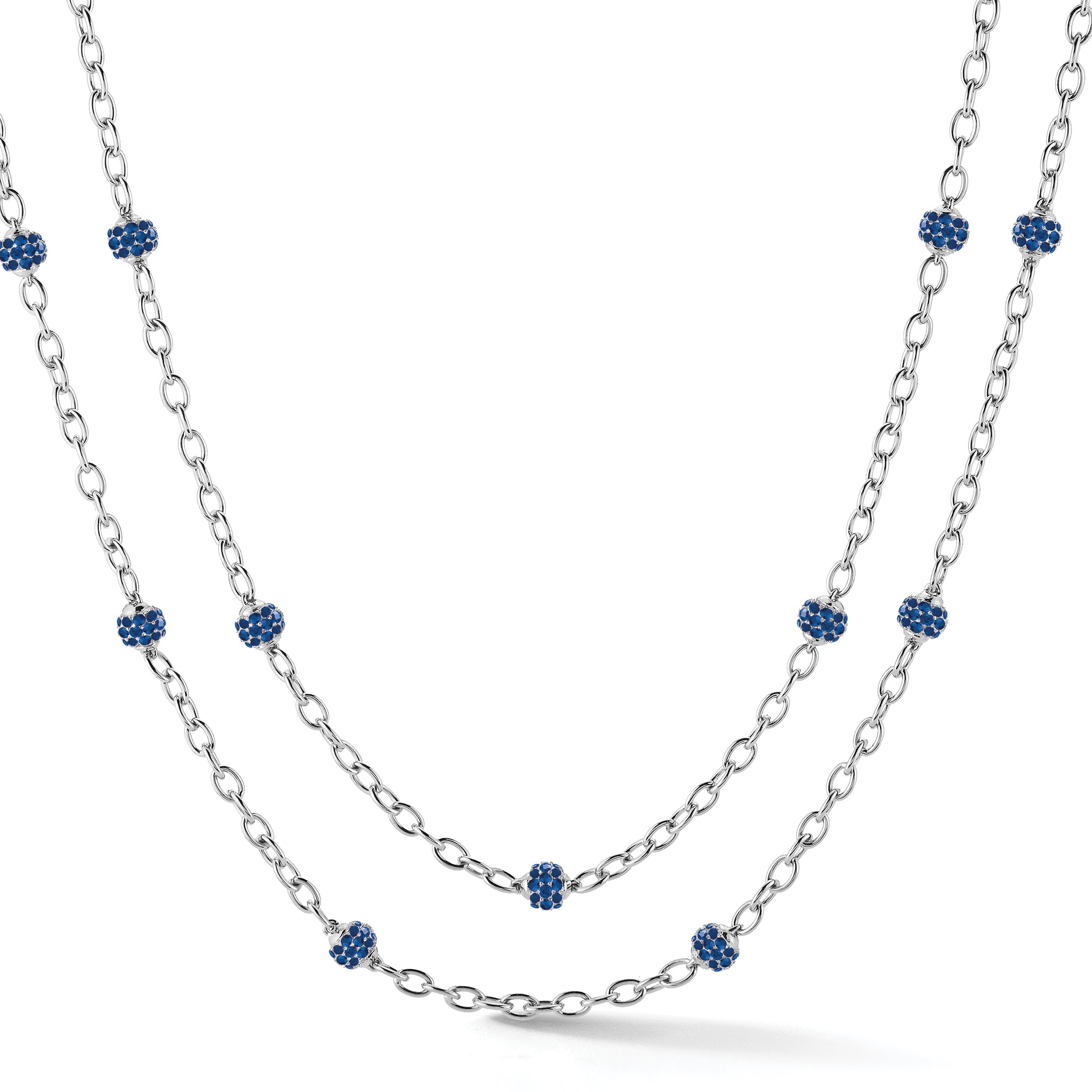 Medium Astro Necklaces Pave Sapphire Lentils White Gold