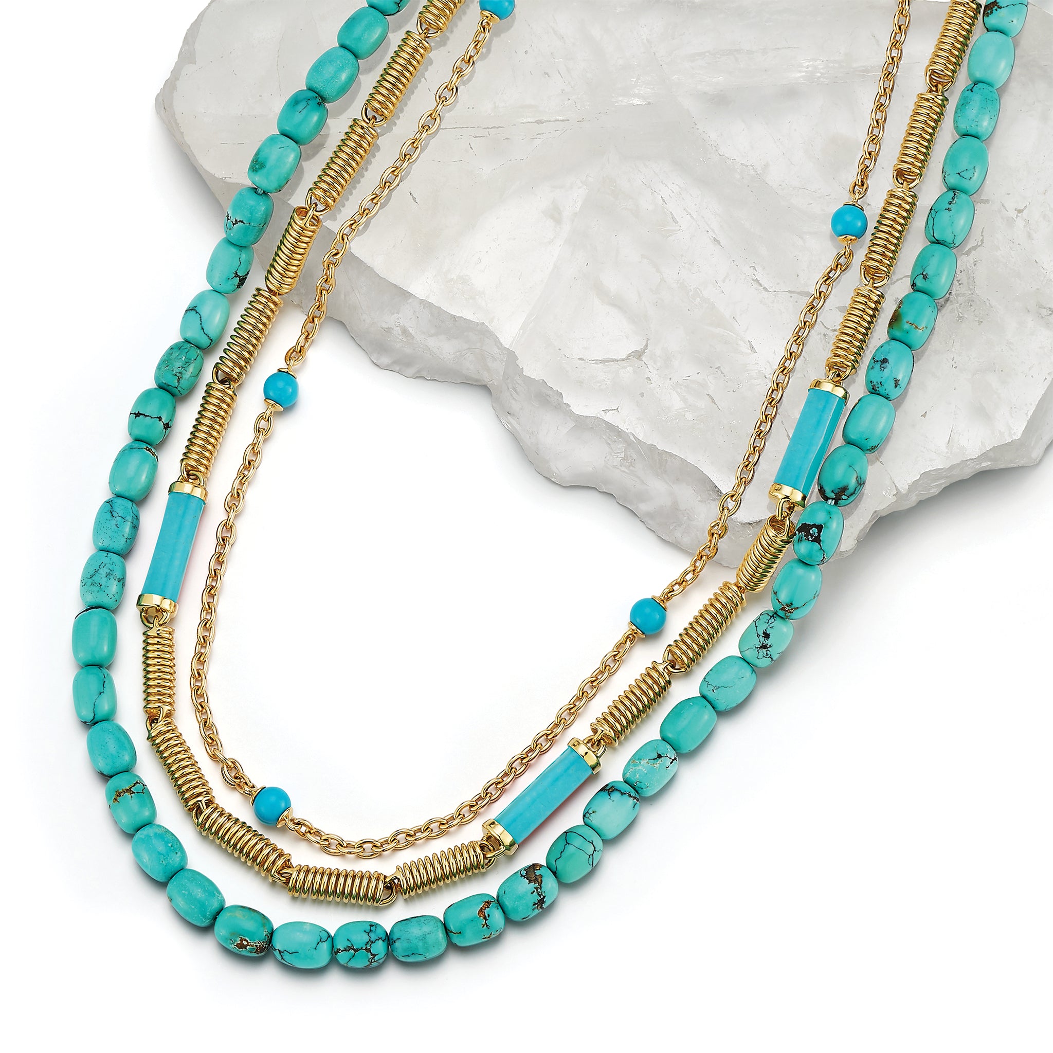 Verona Chain Yellow Gold Turquoise Accents 