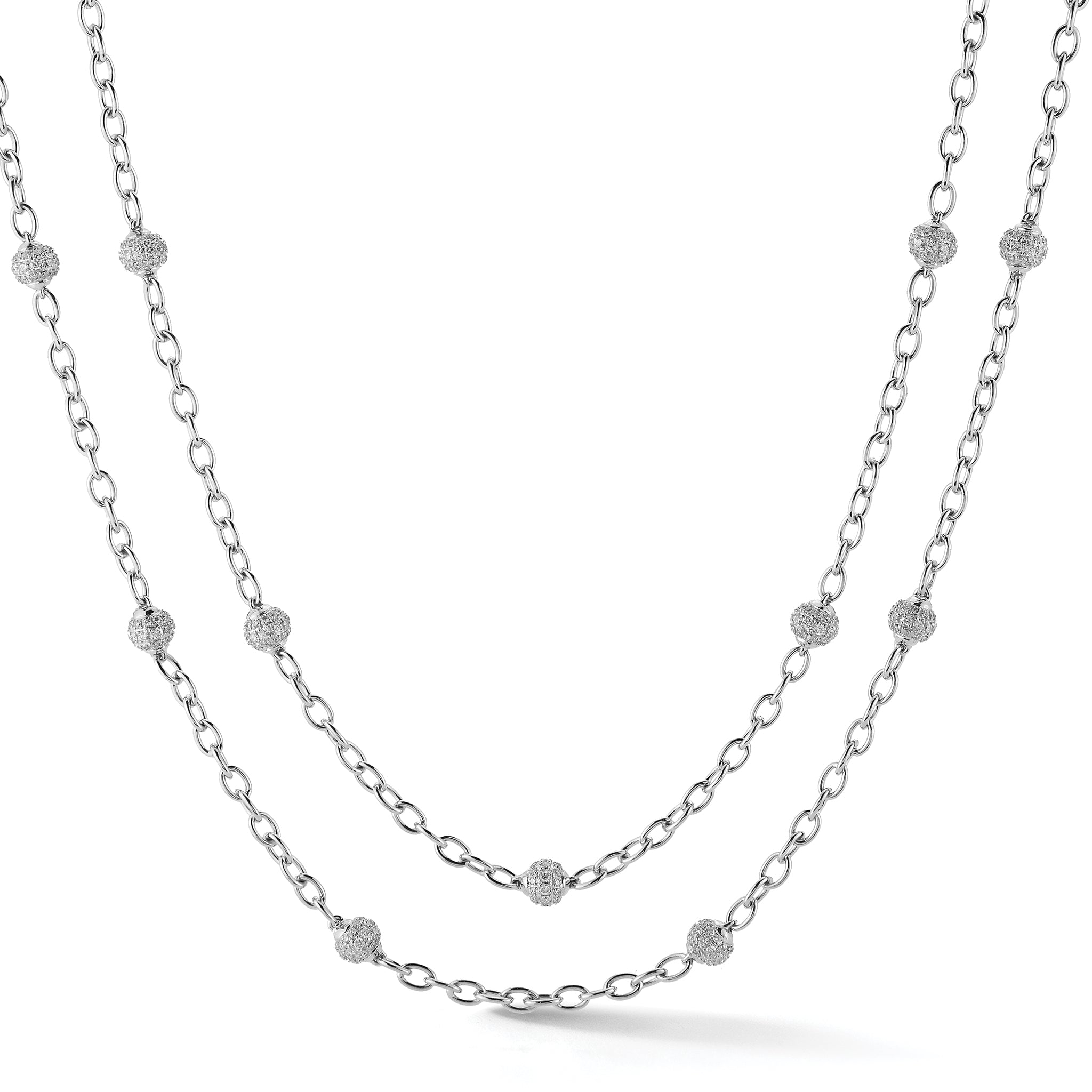 Medium Astro Necklaces Pave Diamond Lentils White Gold