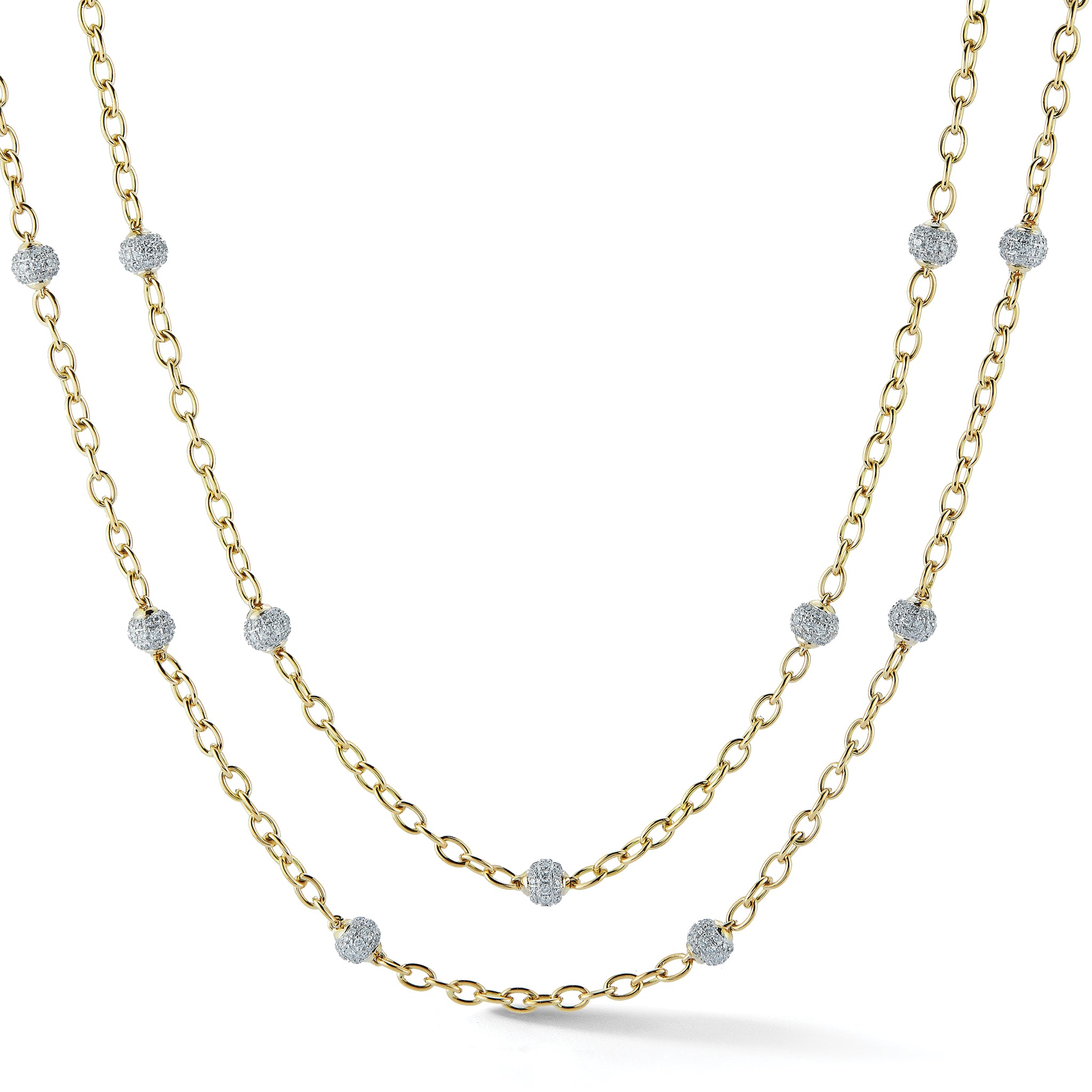 Medium Astro Necklaces Pave Diamond Lentils Yellow Gold  