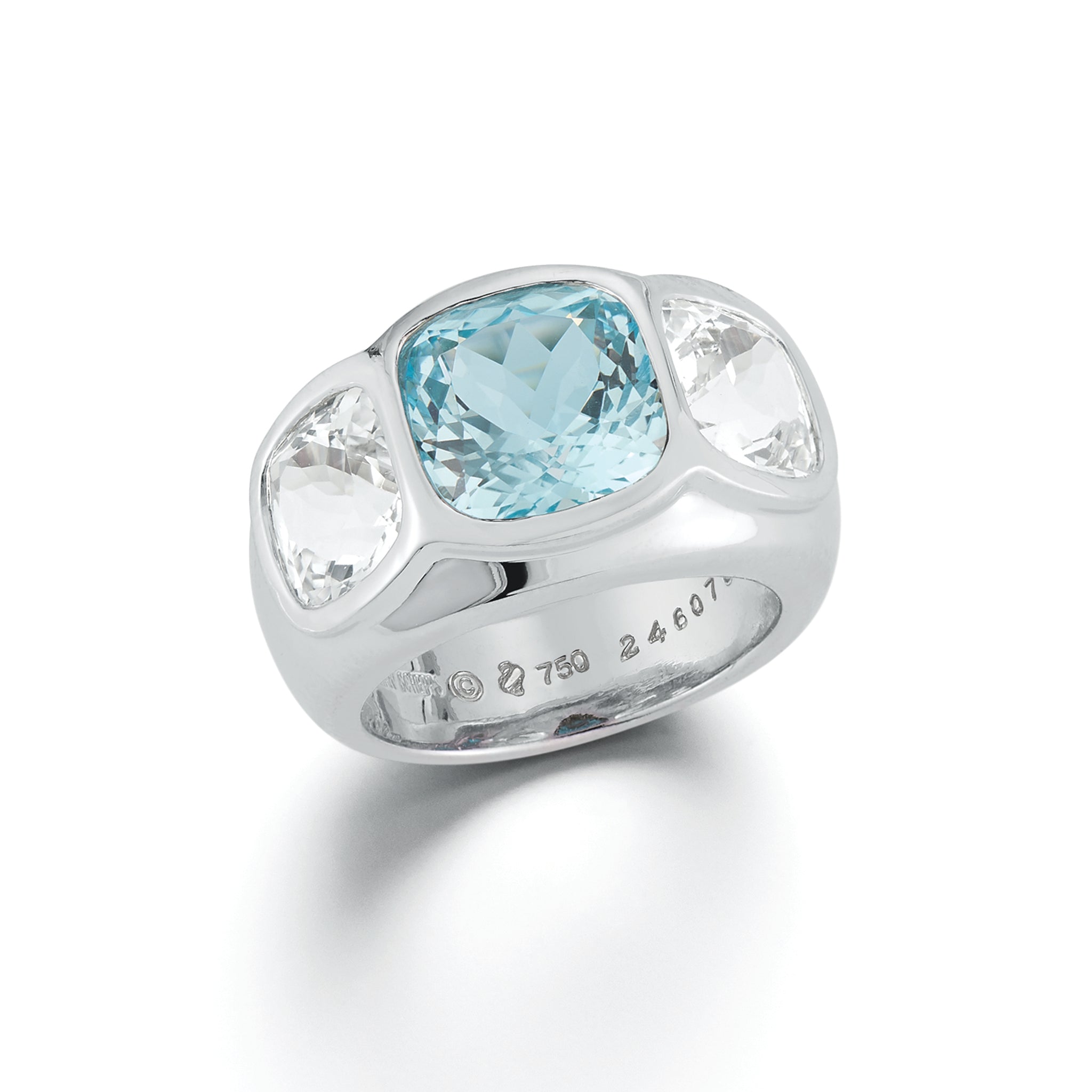 Mughal Ring in Blue Topaz and White Topaz