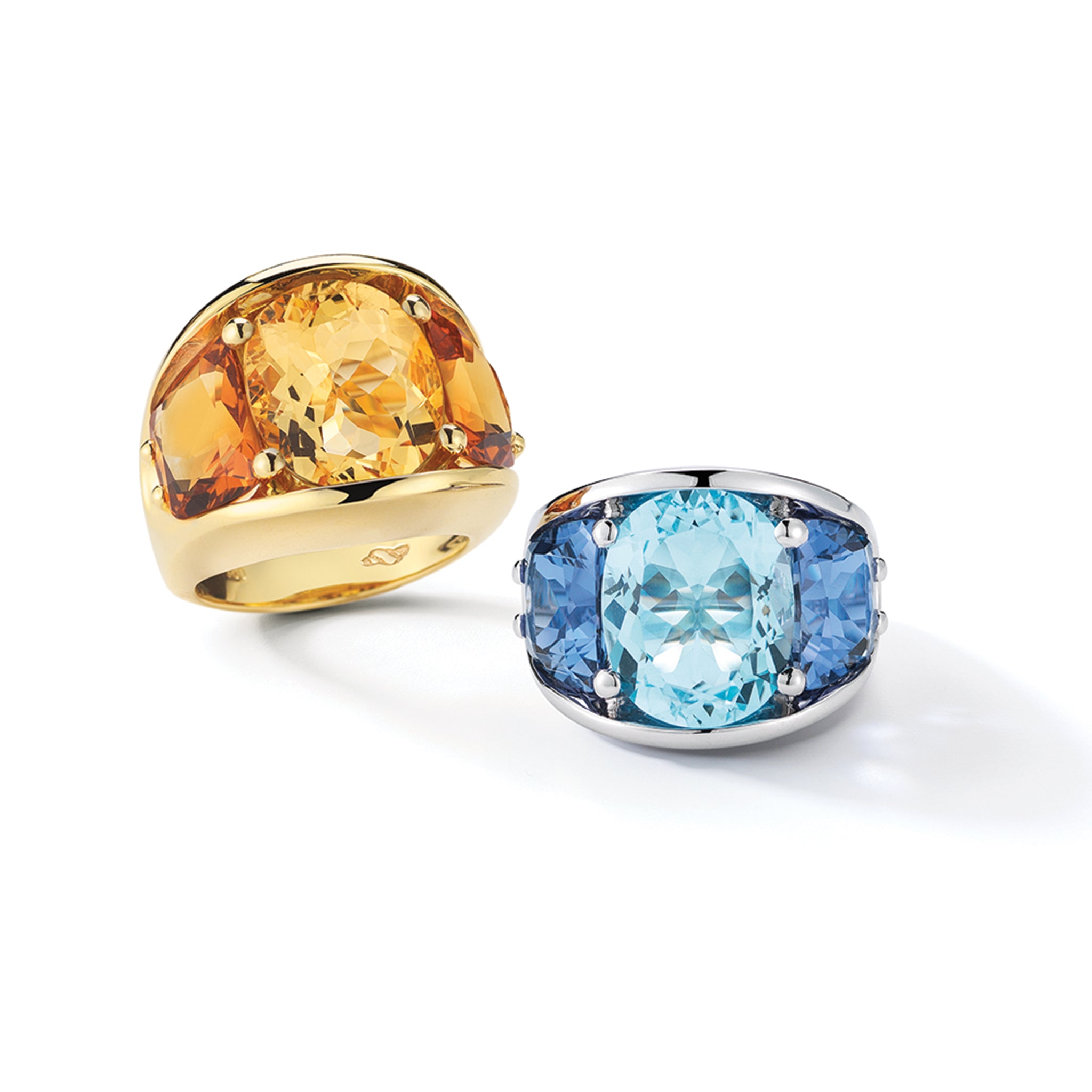 485 rings yellow gold citrine white gold blue topaz lolite 