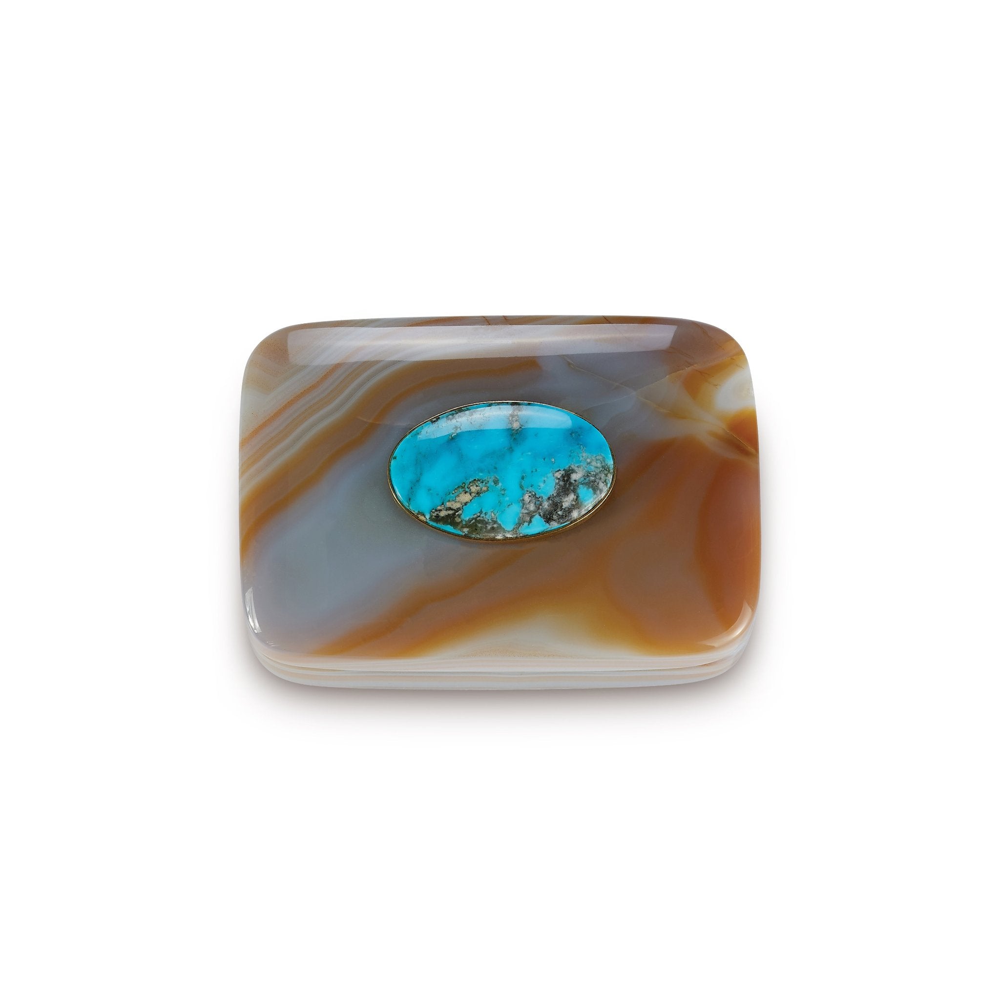 Small Agate Box with Turquoise