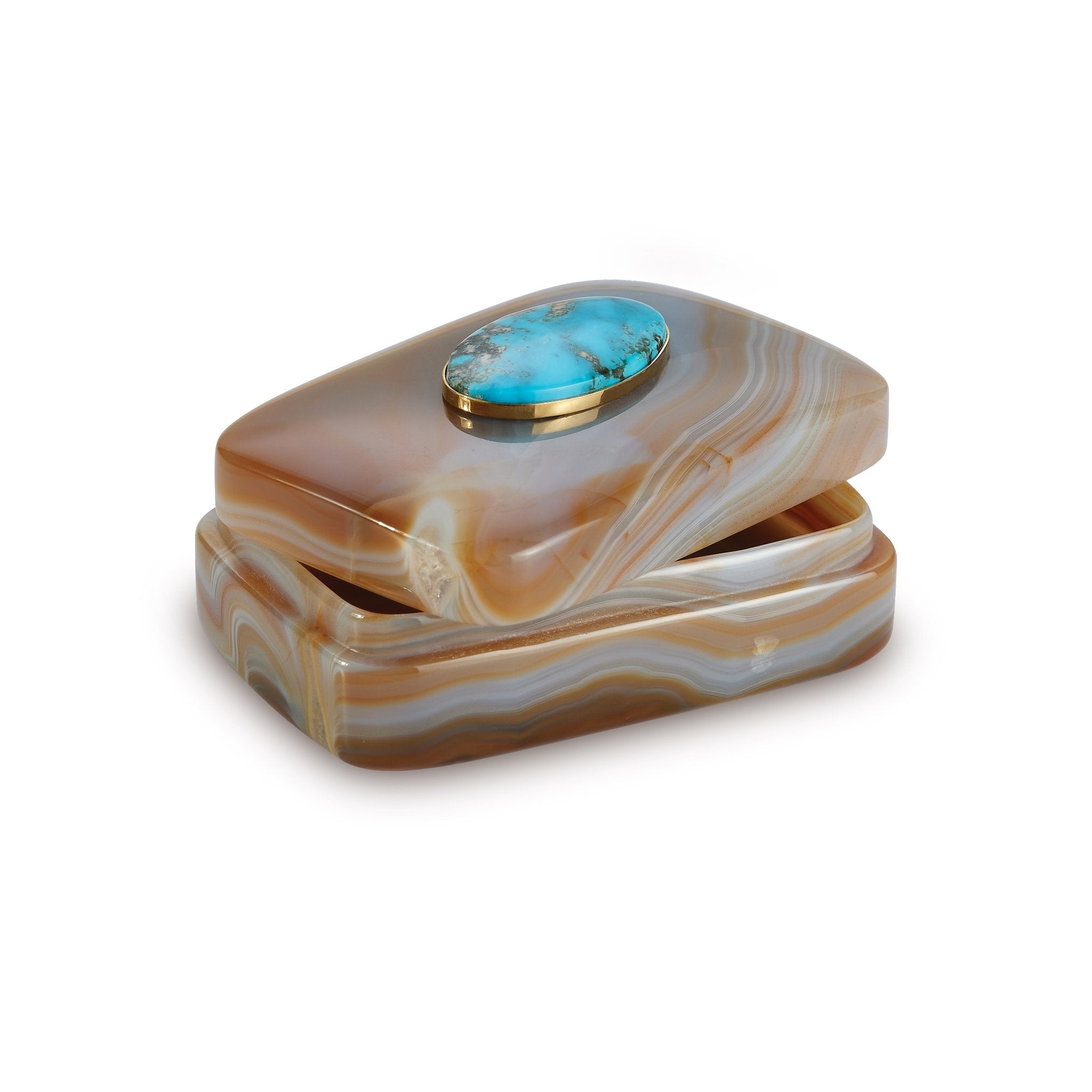 Small Agate Box with Turquoise Side