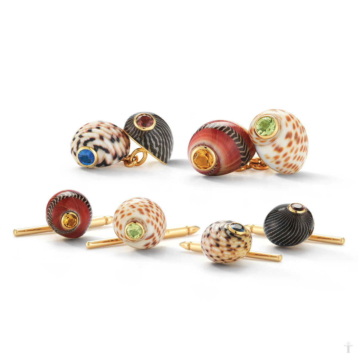 Shell Cufflinks Four Shell Cufflinks & Studs