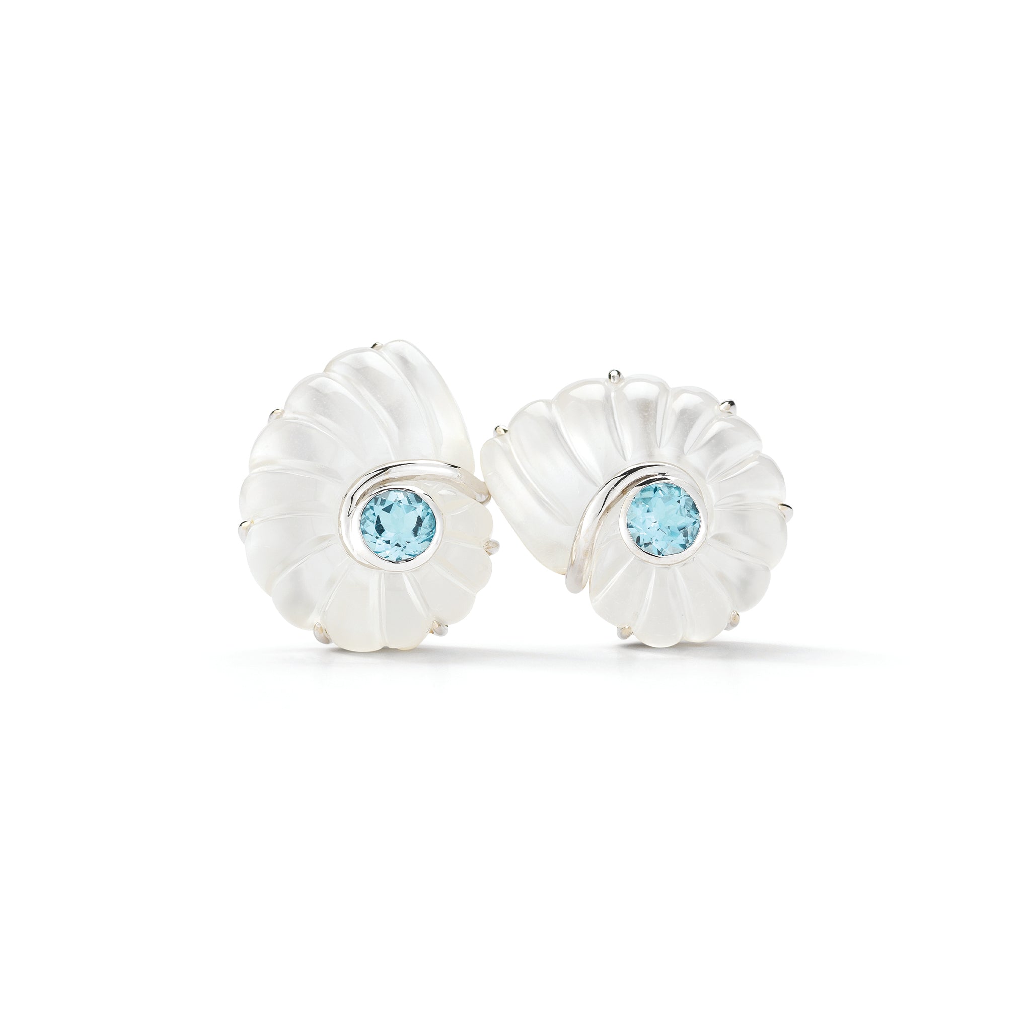 Nautilus Earrings with Blue Topaz