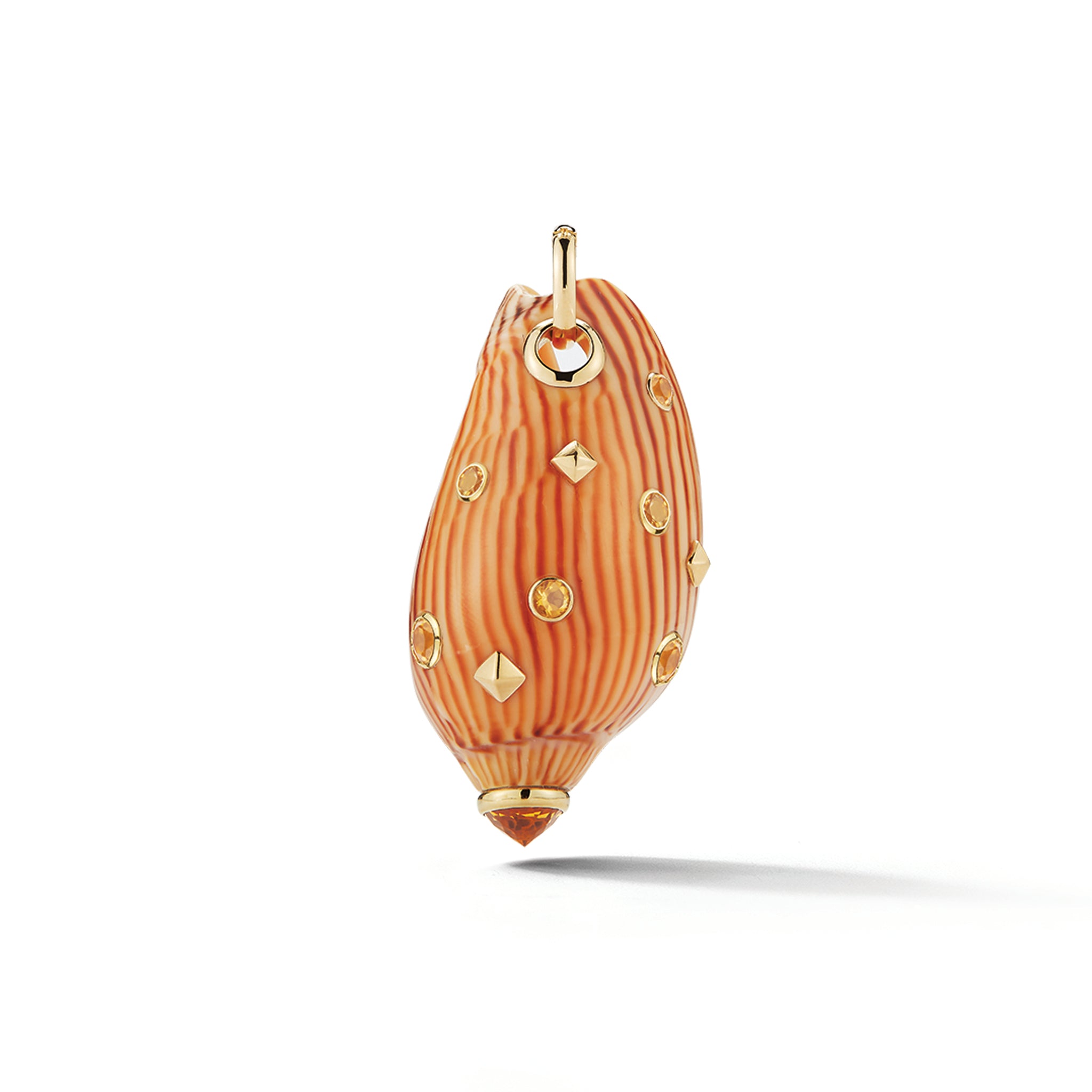 Zebra Shell Pendant with Citrine