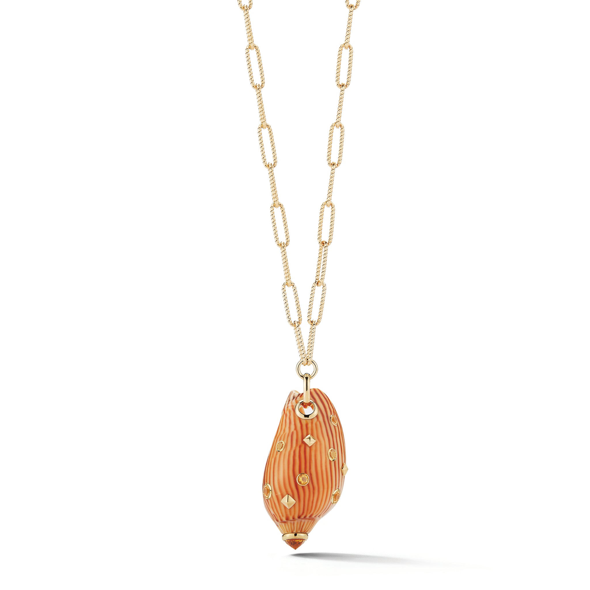 Zebra Shell Pendant with Citrine