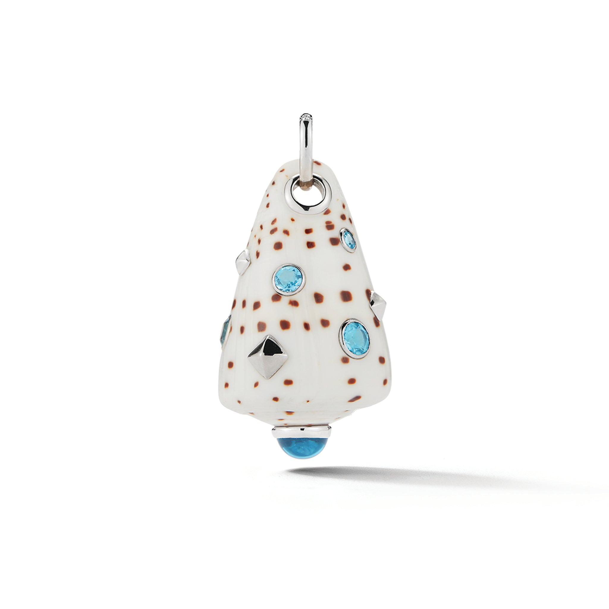 Conus Shell Pendant with Blue Topaz