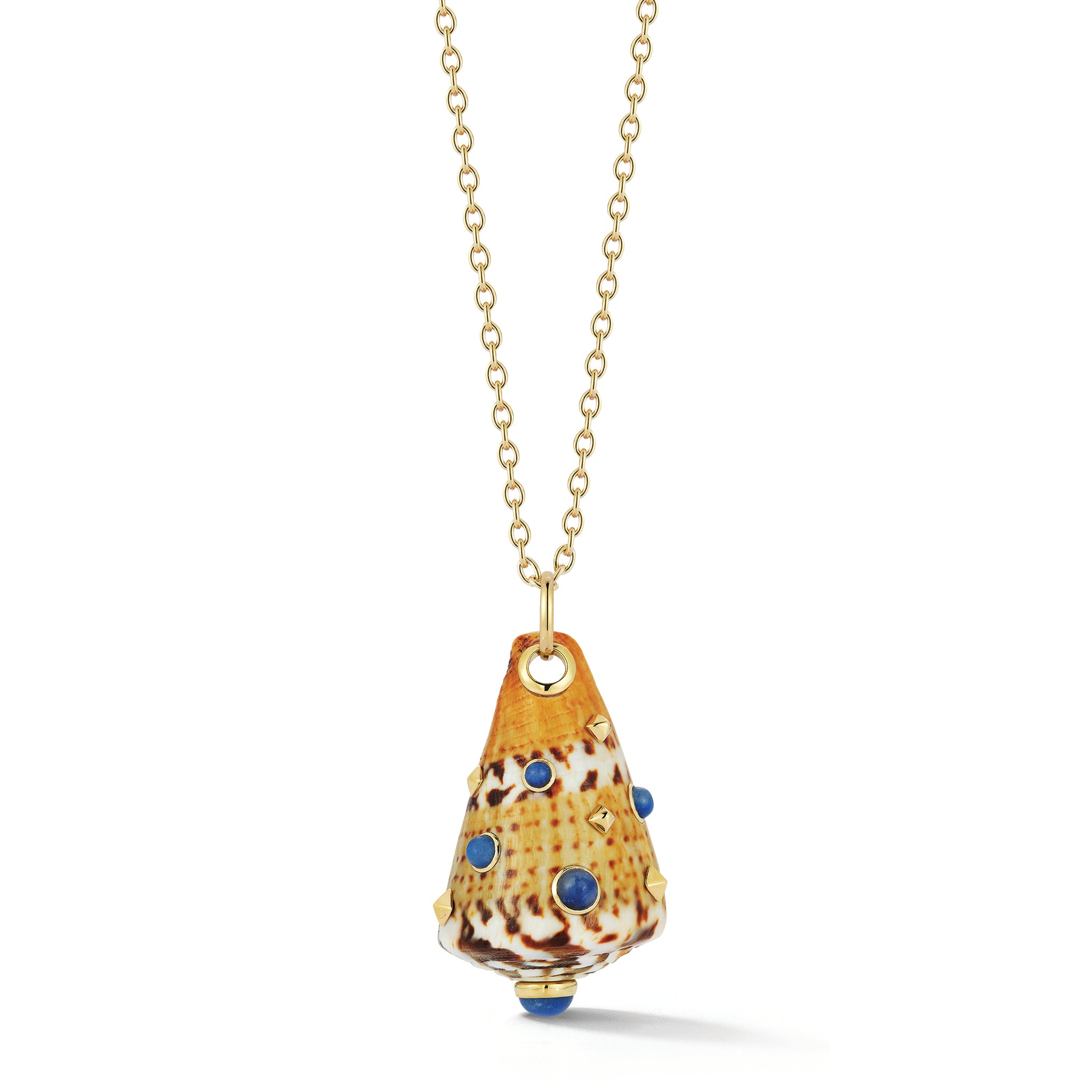 Cone Shell Pendant with Blue Aventurine
